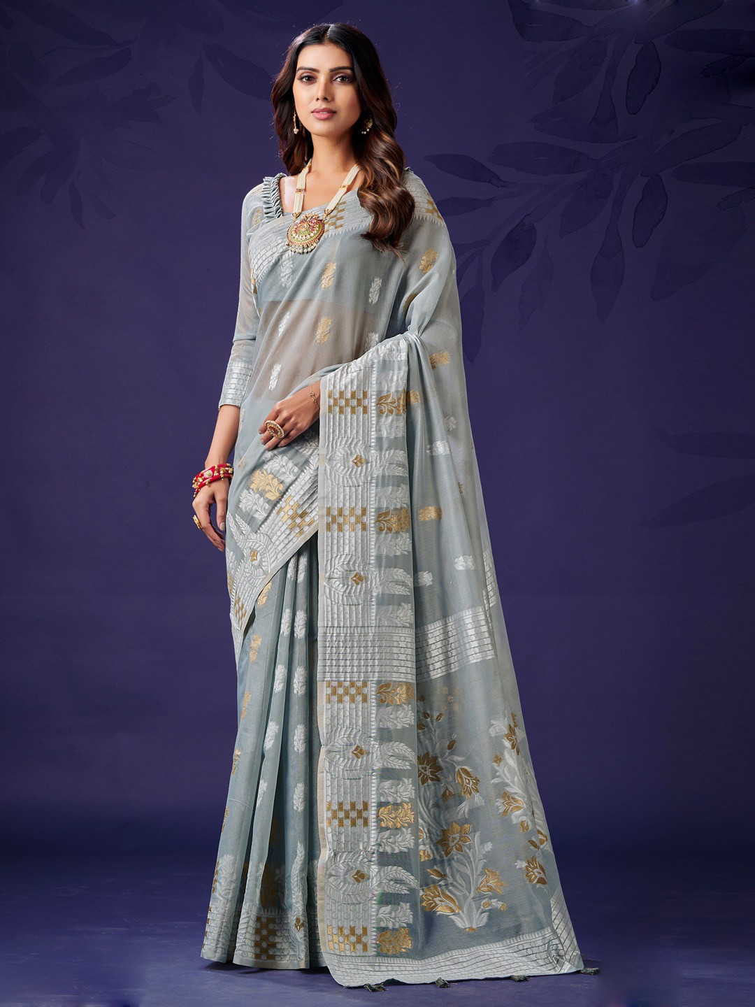 

Sangria Woven Design Saree, Grey