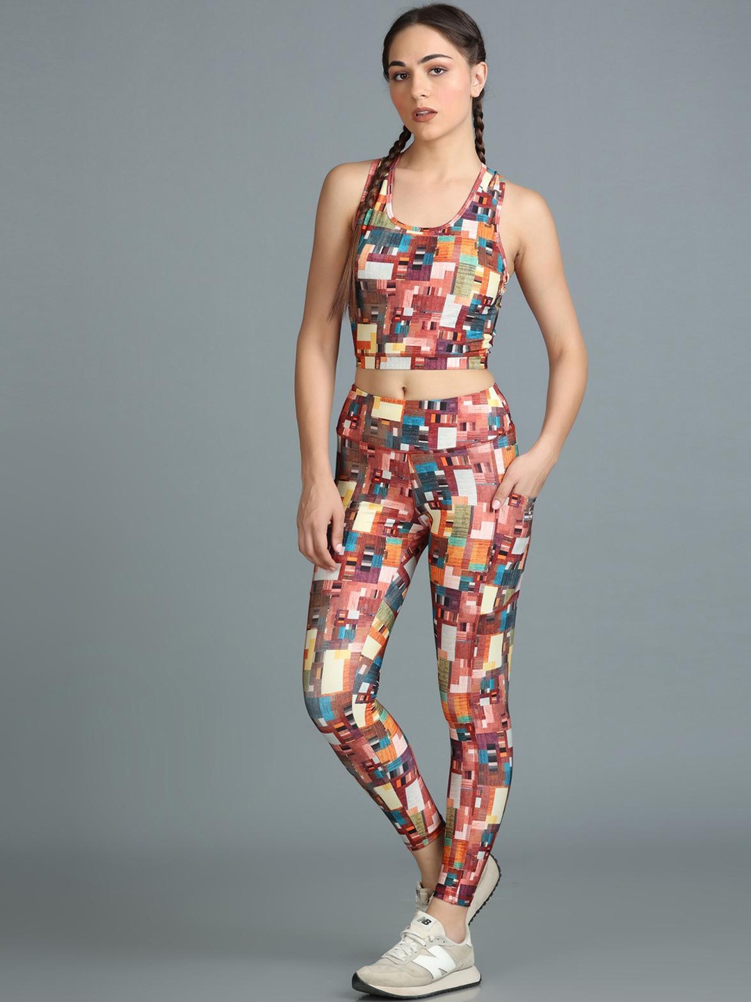 

The Dance Bible Printed Activewear Padded Top & Leggings Co-Ords Set, Brown