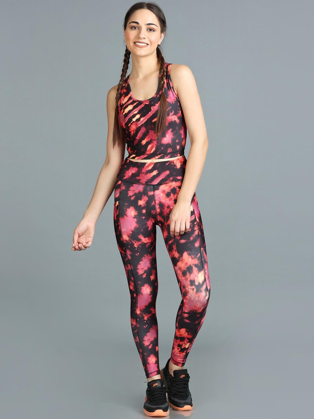 

The Dance Bible Printed Activewear Padded Top & Leggings Co-Ord Set, Maroon