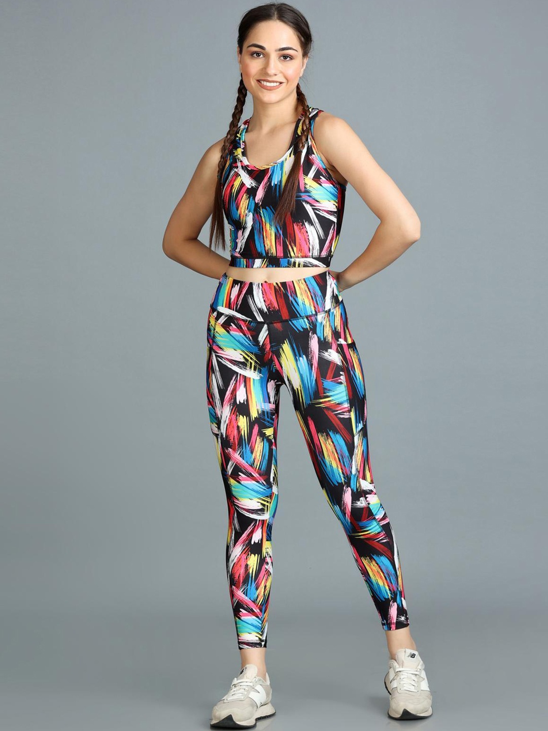 

The Dance Bible Printed Activewear Padded Top & Leggings Co-Ord Set, Black