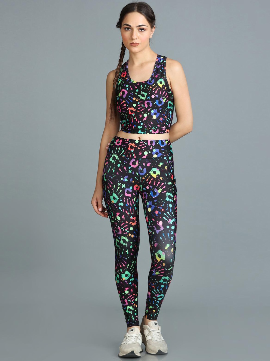 

The Dance Bible Printed Activewear Padded Top & Leggings Co-Ord Set, Black