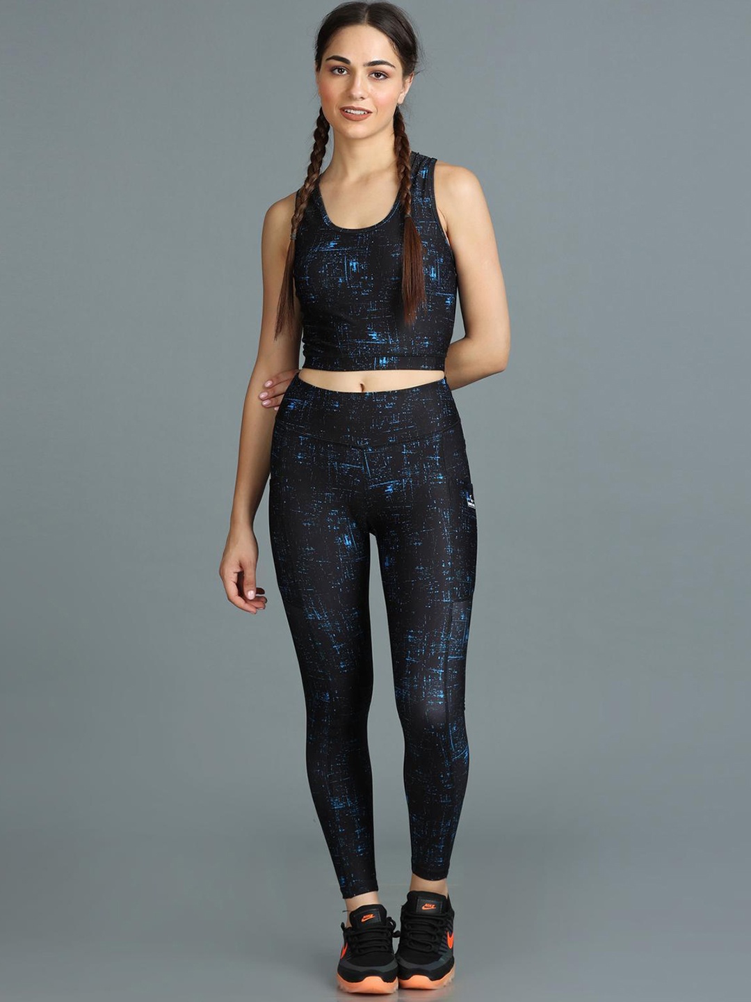 The Dance Bible Printed Activewear Padded Top & Leggings Co-Ord Set, Black