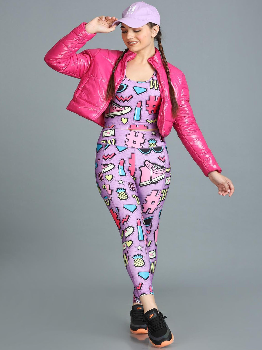 

The Dance Bible Printed Activewear Padded Top & Leggings Co-Ord Set, Lavender