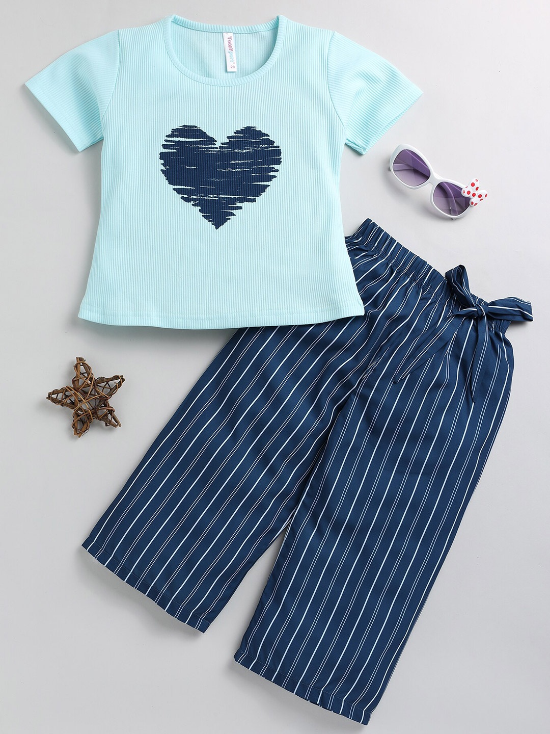 

Toonyport Girls Printed Top with Pyjamas, Blue