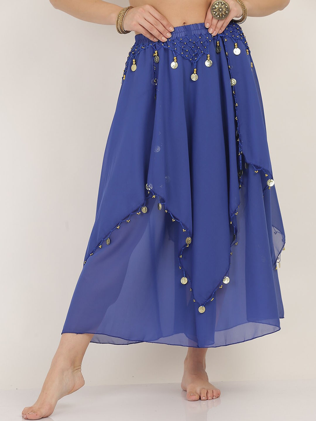 

The Dance Bible Assymmetric Belly Dance Maxi Skirt, Blue