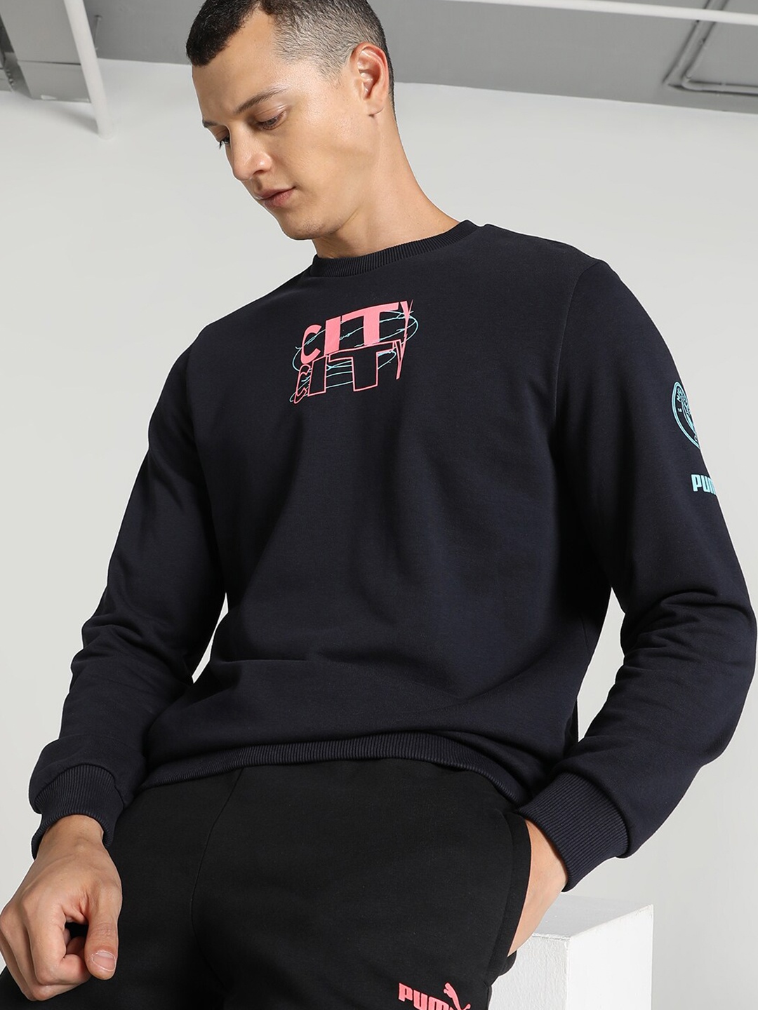 

Puma Manchester City FtblCore Printed Cotton Sweatshirt, Navy blue
