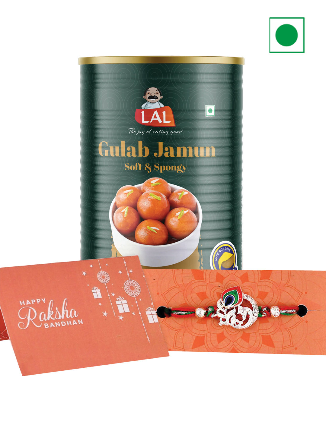 

LAL Gulab Jamun 1 Kg & Voylla Colorful Mor Pankh Thread Rakhi, Multi