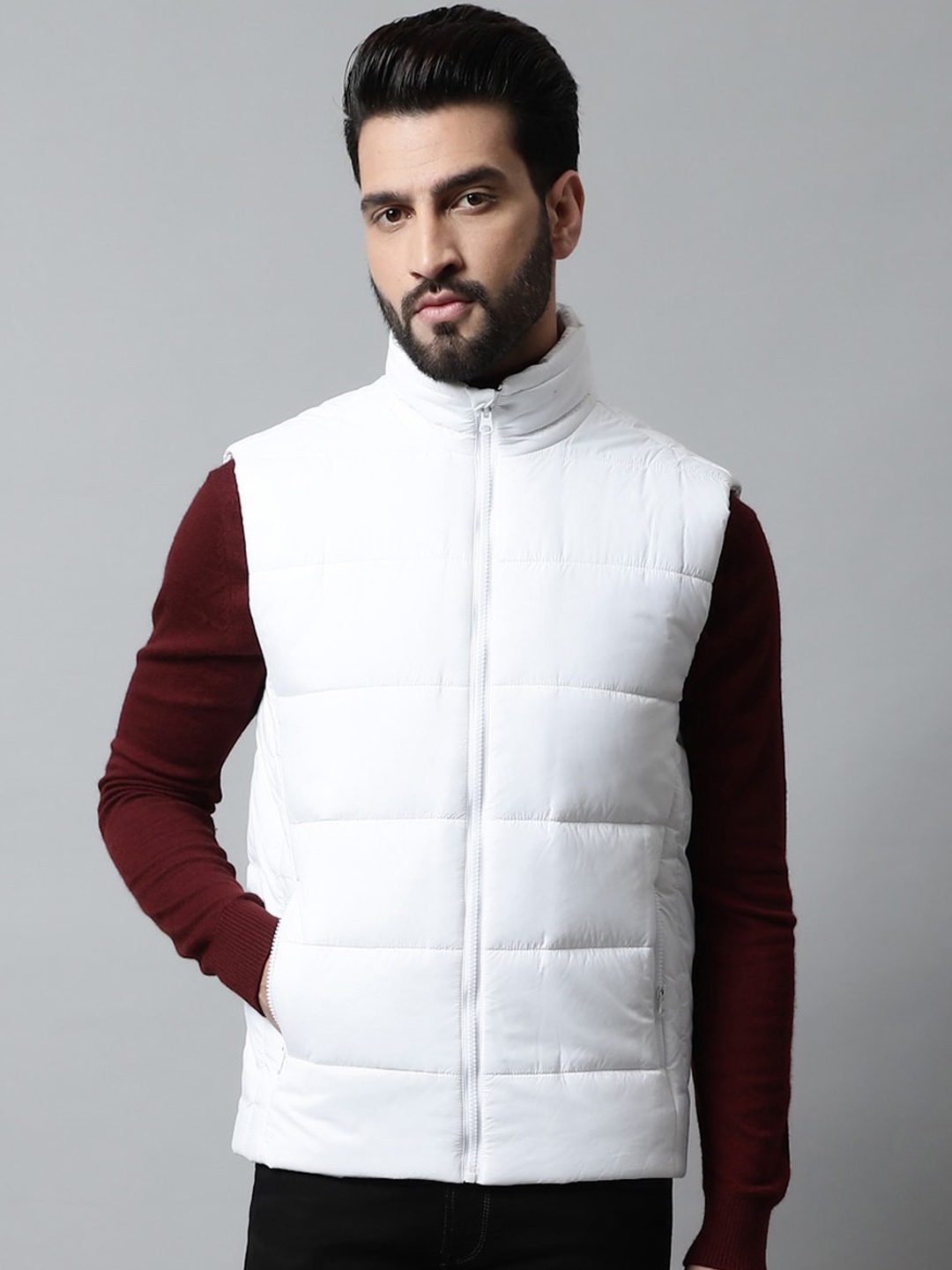 

HOUSE OF VEDAS Men Lightweight Outdoor Quilted Jacket, White