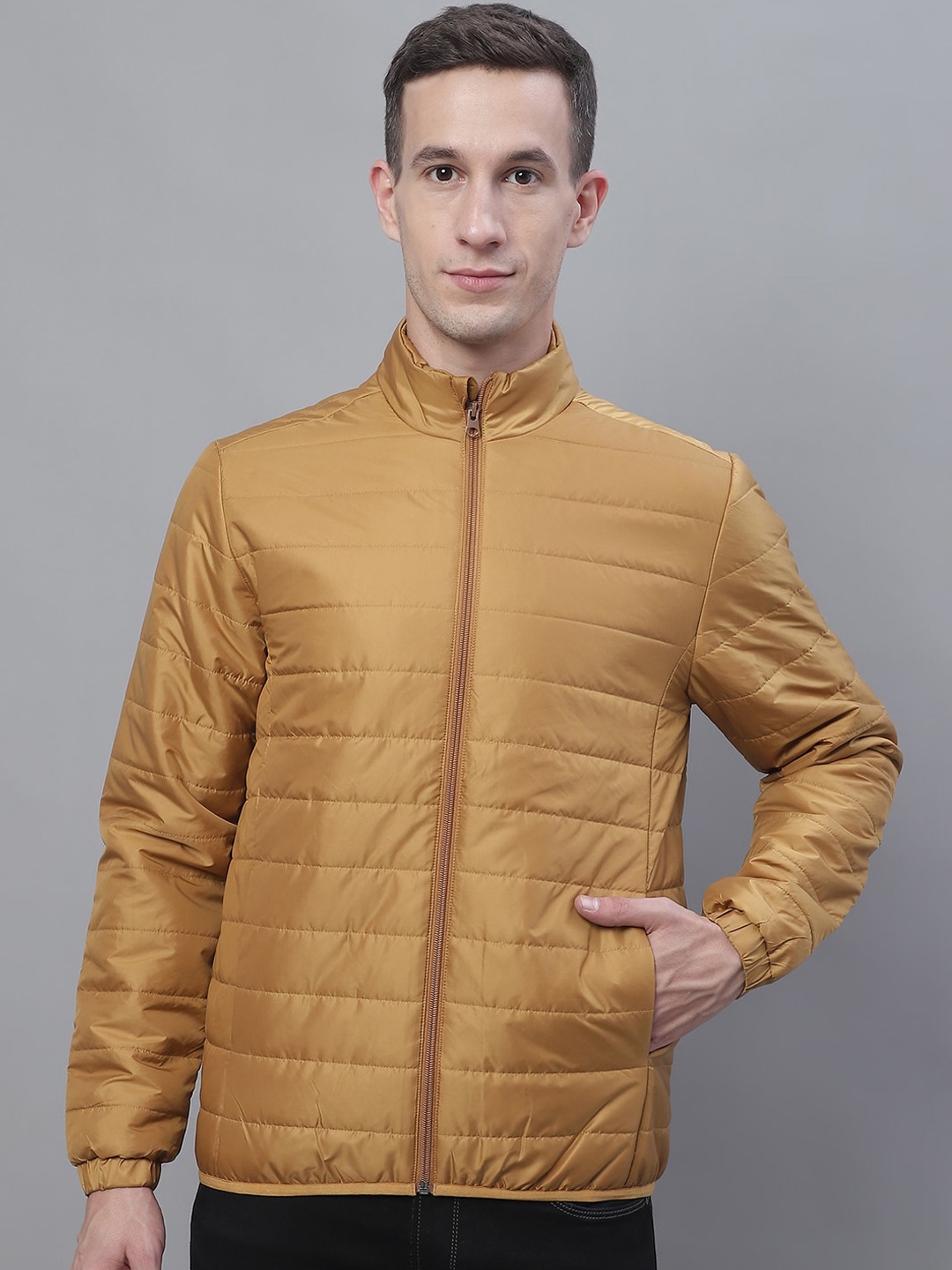 

HOUSE OF VEDAS Men Lightweight Outdoor Quilted Jacket, Mustard