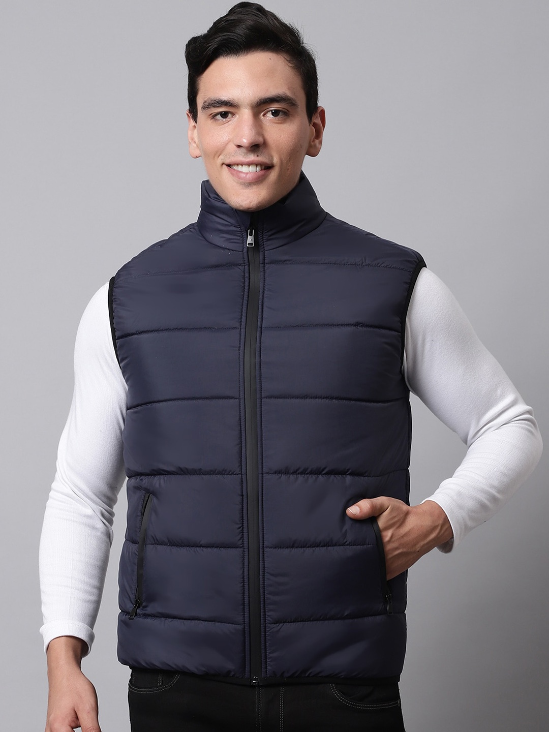 

HOUSE OF VEDAS Men Lightweight Outdoor Quilted Jacket, Navy blue