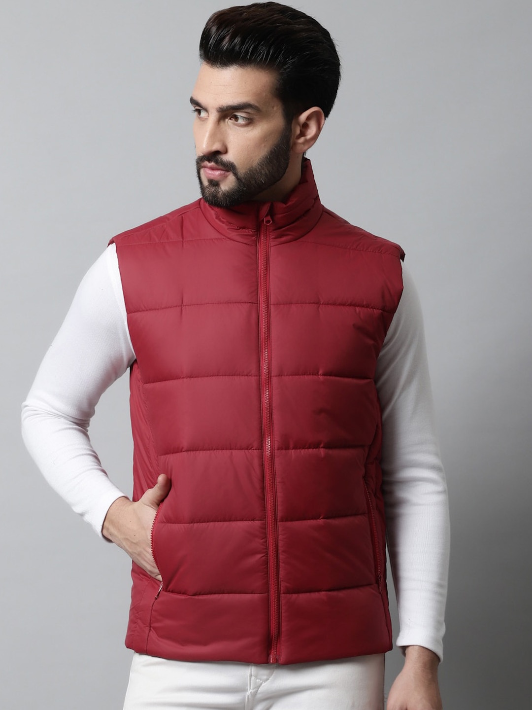 

HOUSE OF VEDAS Lightweight Padded Jacket, Maroon