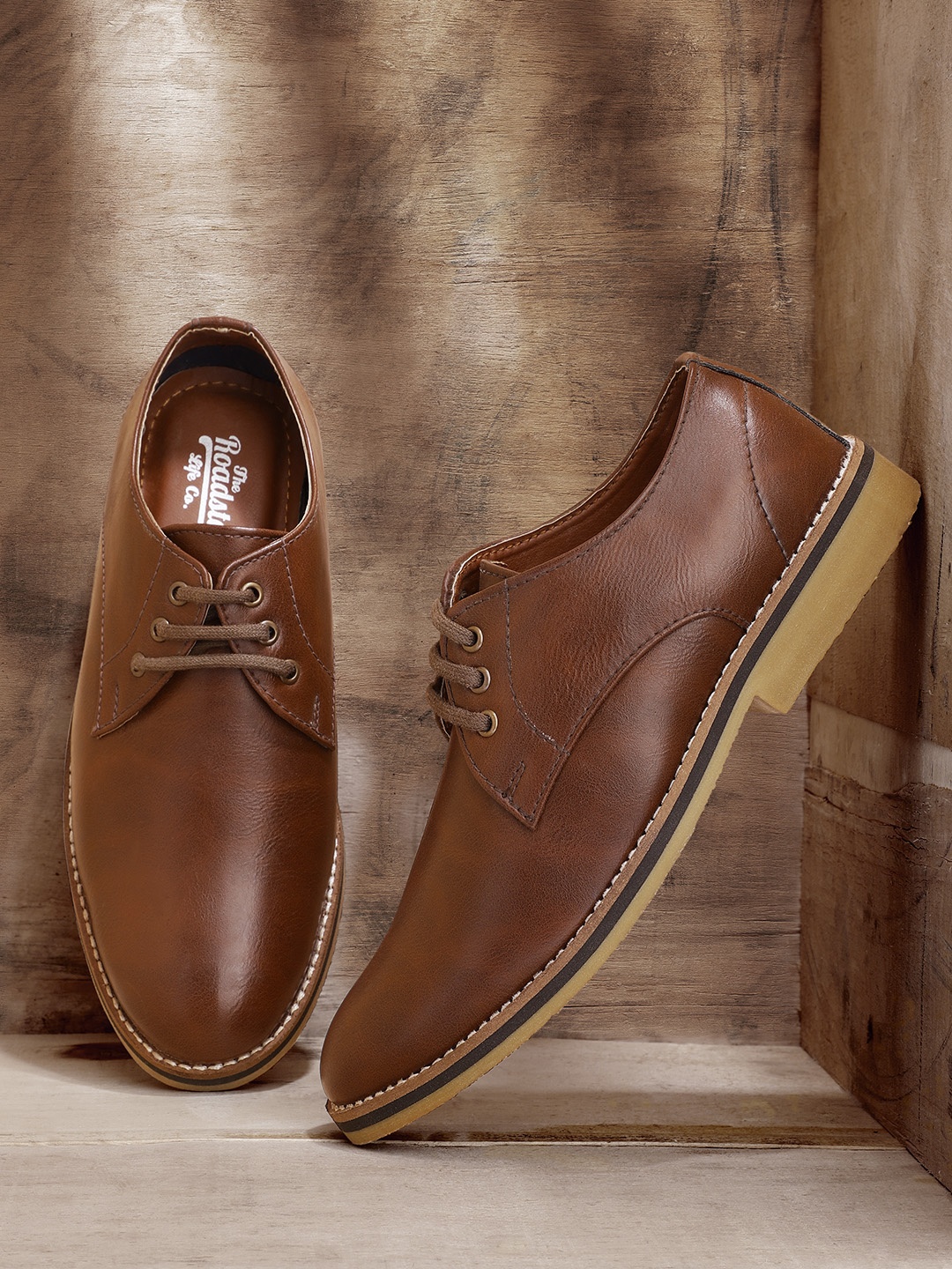 

Roadster Men Tan Brown Derby Shoes