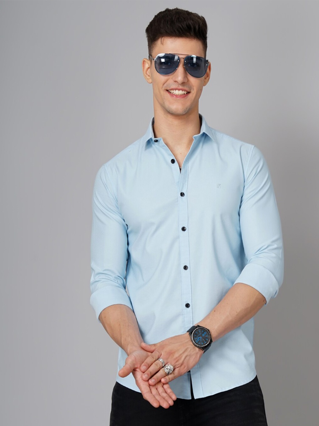 

PAUL STREET Standard Slim Fit Opaque Casual Shirt, Blue