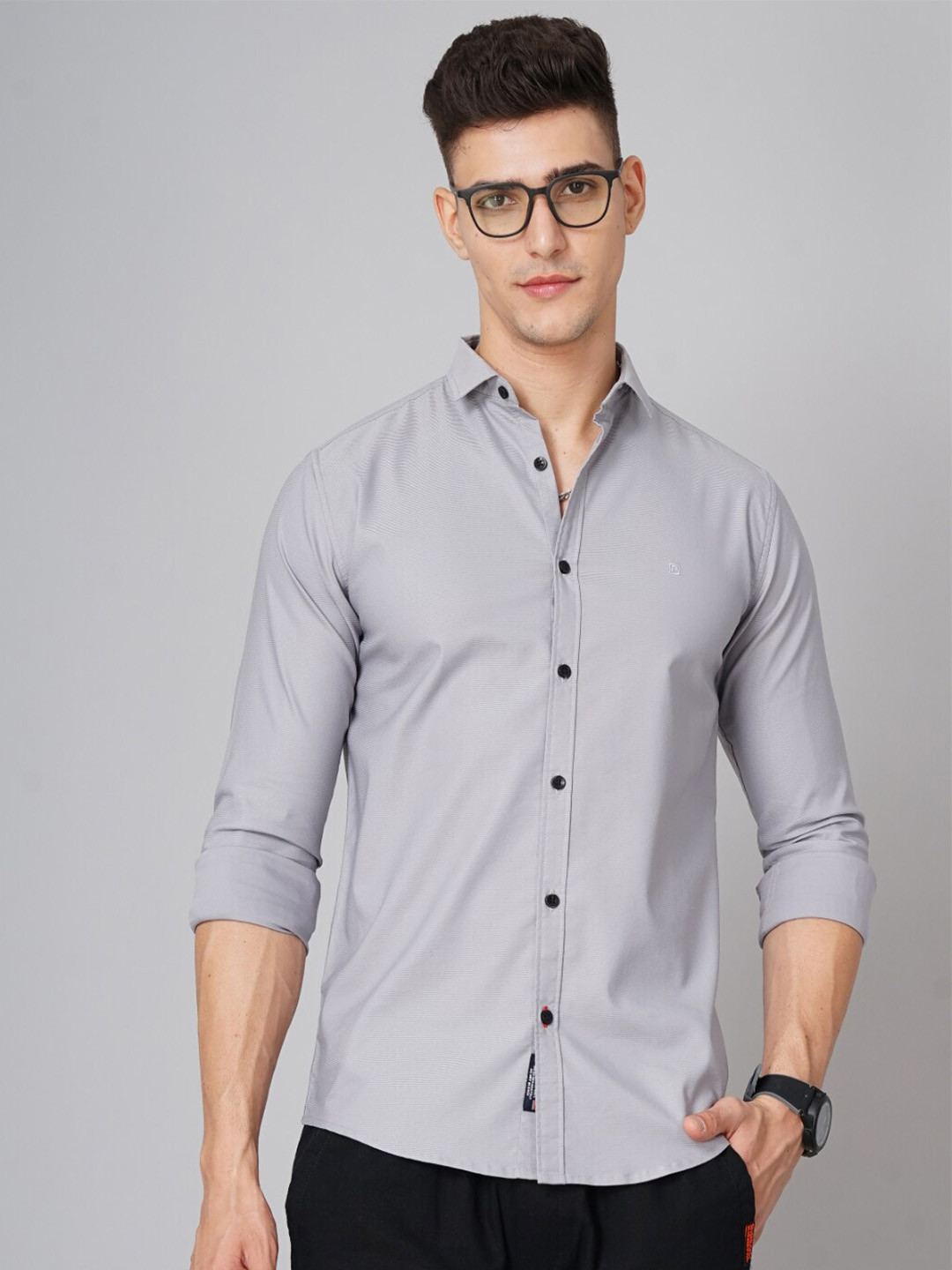 

PAUL STREET Standard Slim Fit Opaque Cotton Casual Shirt, Grey