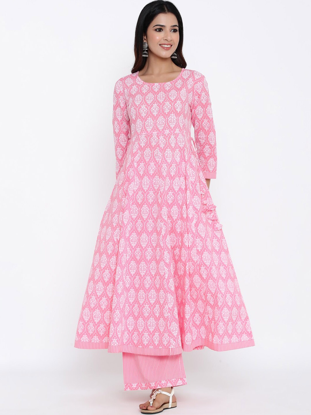 

KALINI Ethnic Motifs Printed Anarkali Kurta With Palazzos, Pink