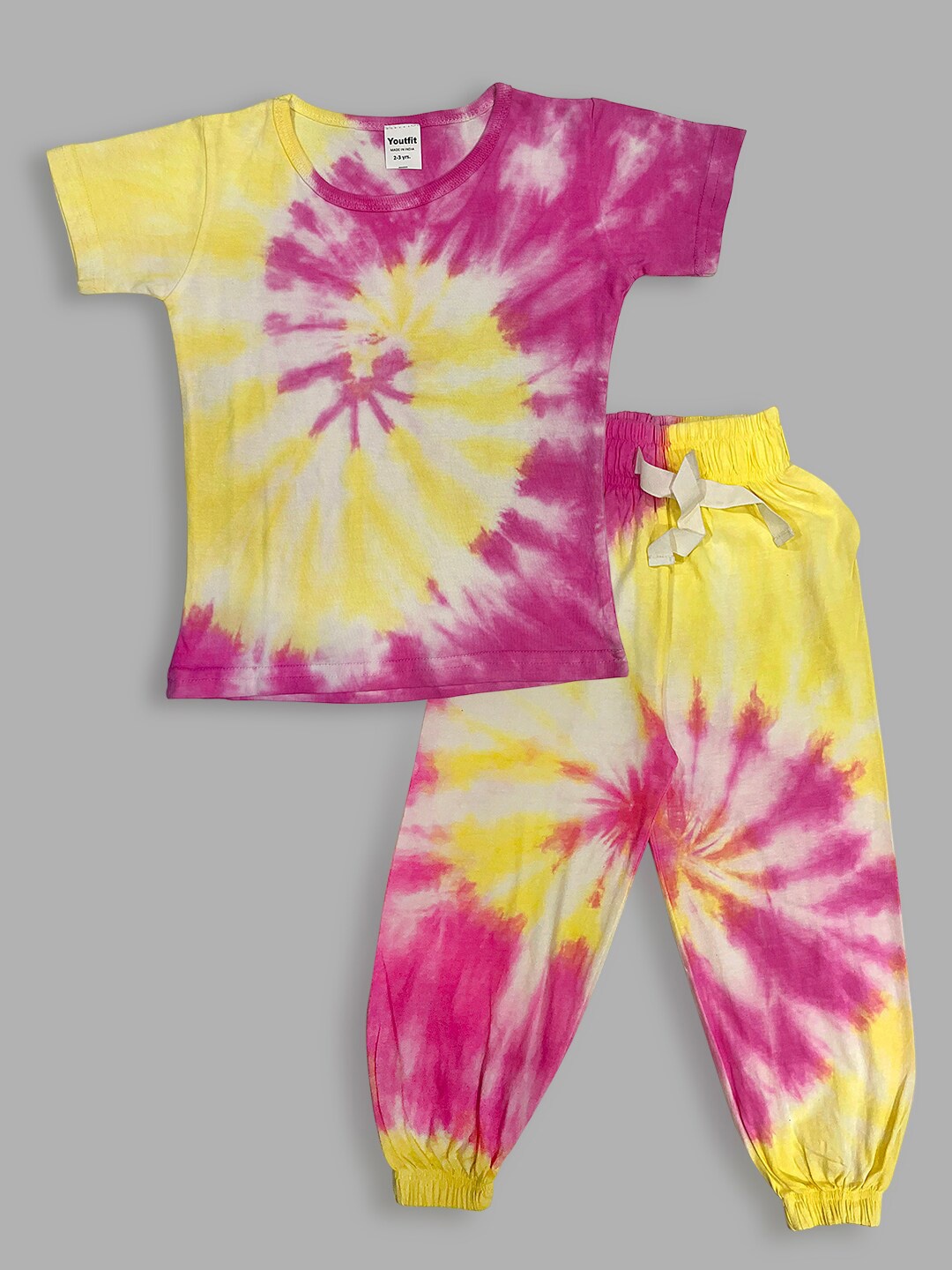 

TINY HUG Girls Dyed T-shirt with Pyjamas, Pink