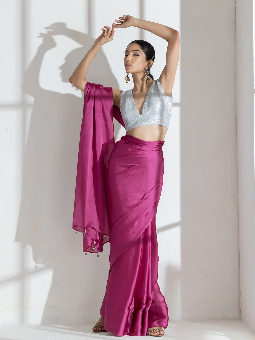 

Swtantra Pure Chiffon Saree, Purple