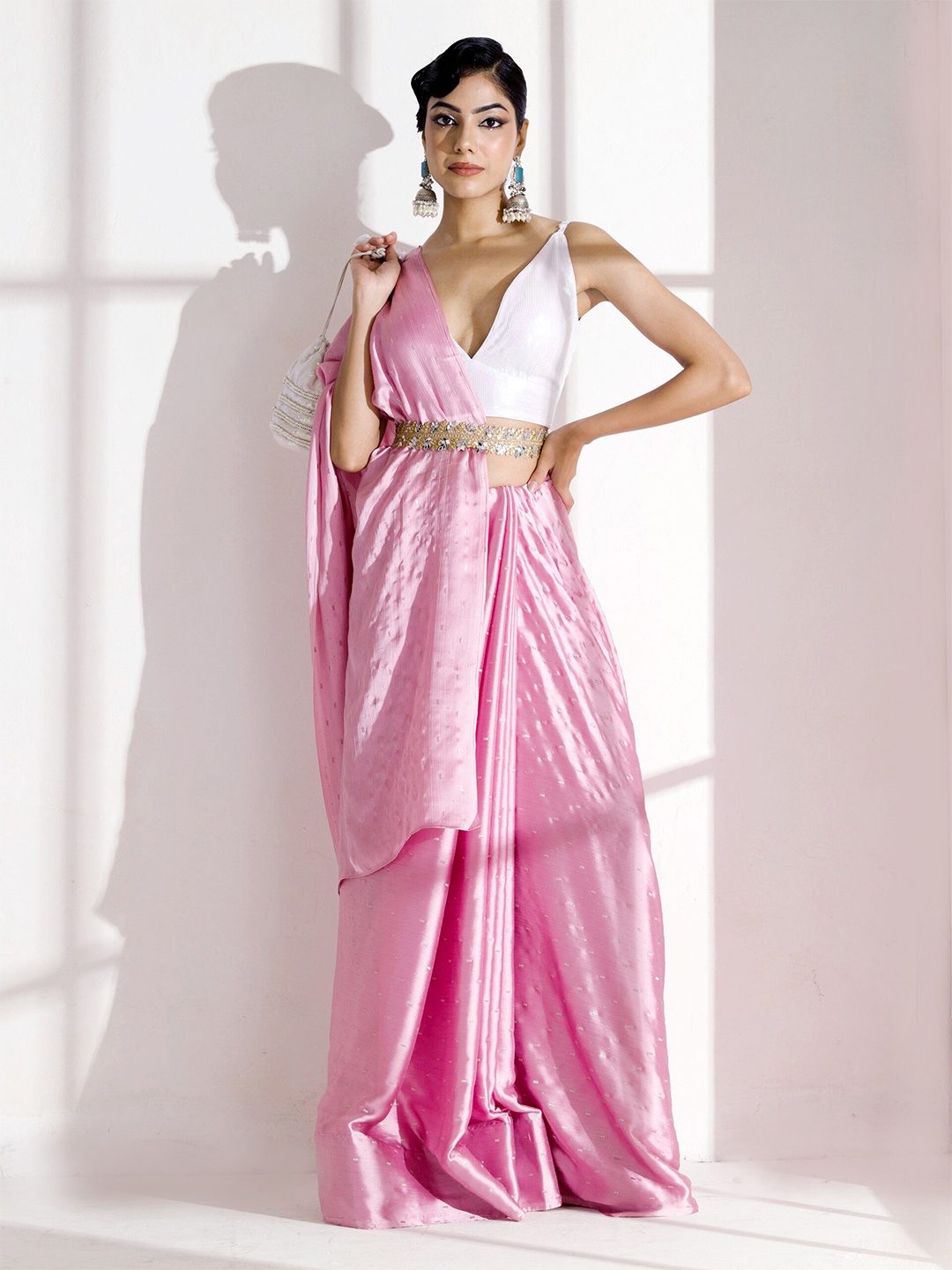 

Swtantra Woven Design Saree, Pink