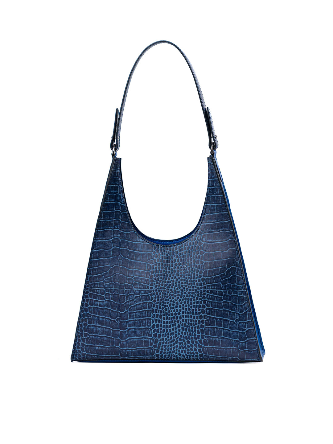 

Mistry Animal Textured Leather Structured Shoulder Bag, Navy blue