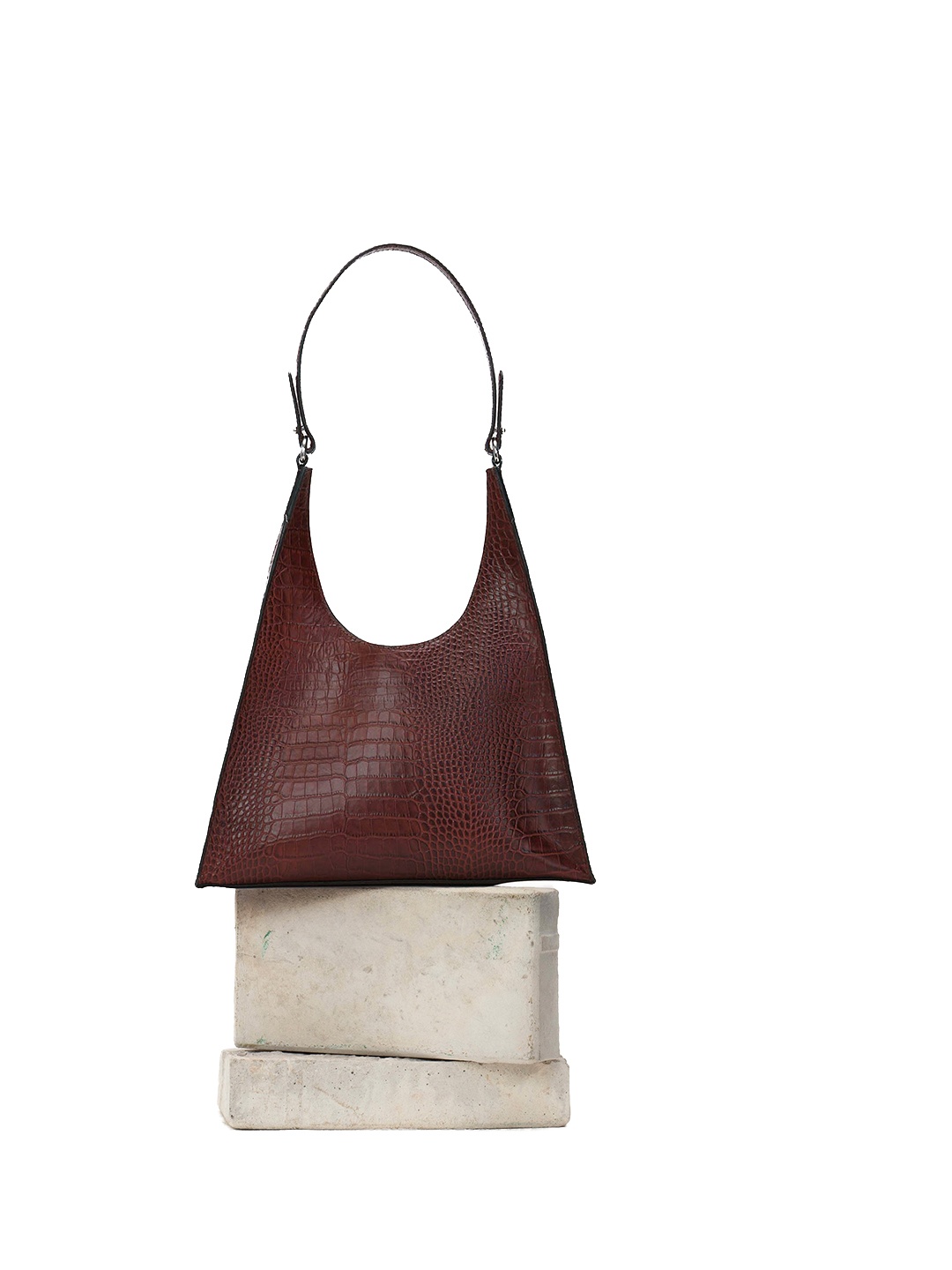 

Mistry Animal Textured Leather Structured Shoulder Bag, Brown