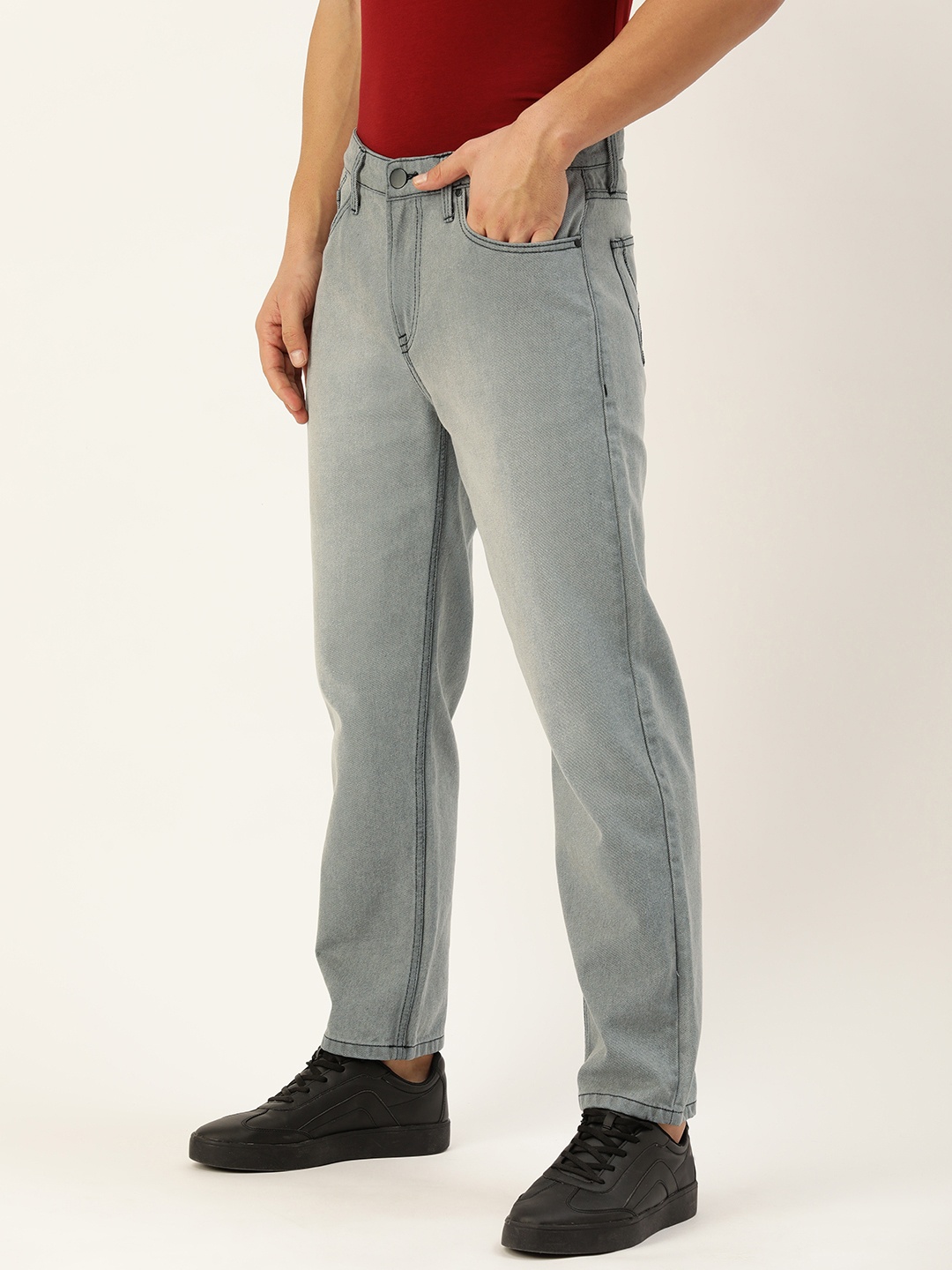 

Bene Kleed Men Mid-Rise Relaxed Fit Pure Cotton Jeans, Grey