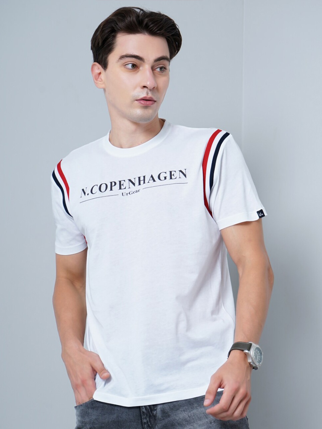 

PAUL STREET Typography Printed Bio Finish Slim Fit Pure Cotton T-shirt, White