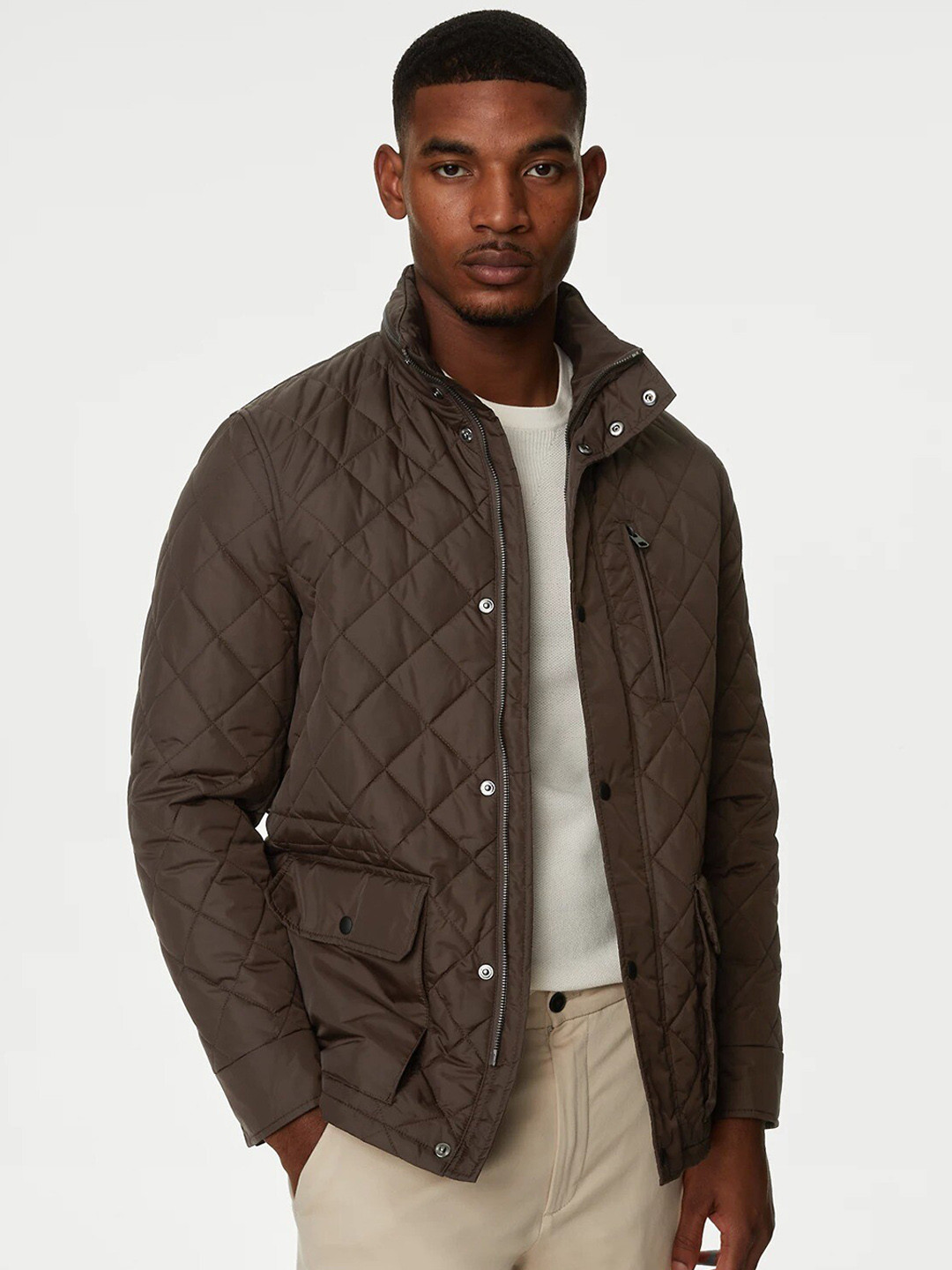 

Marks & Spencer Puffer Jacket with Patchwork, Brown