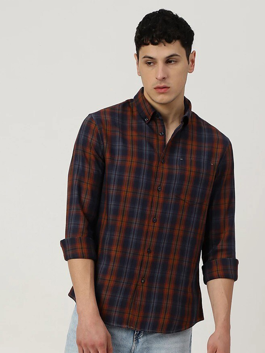 

Marks & Spencer Tartan Checked Pure Cotton Casual Shirt, Navy blue