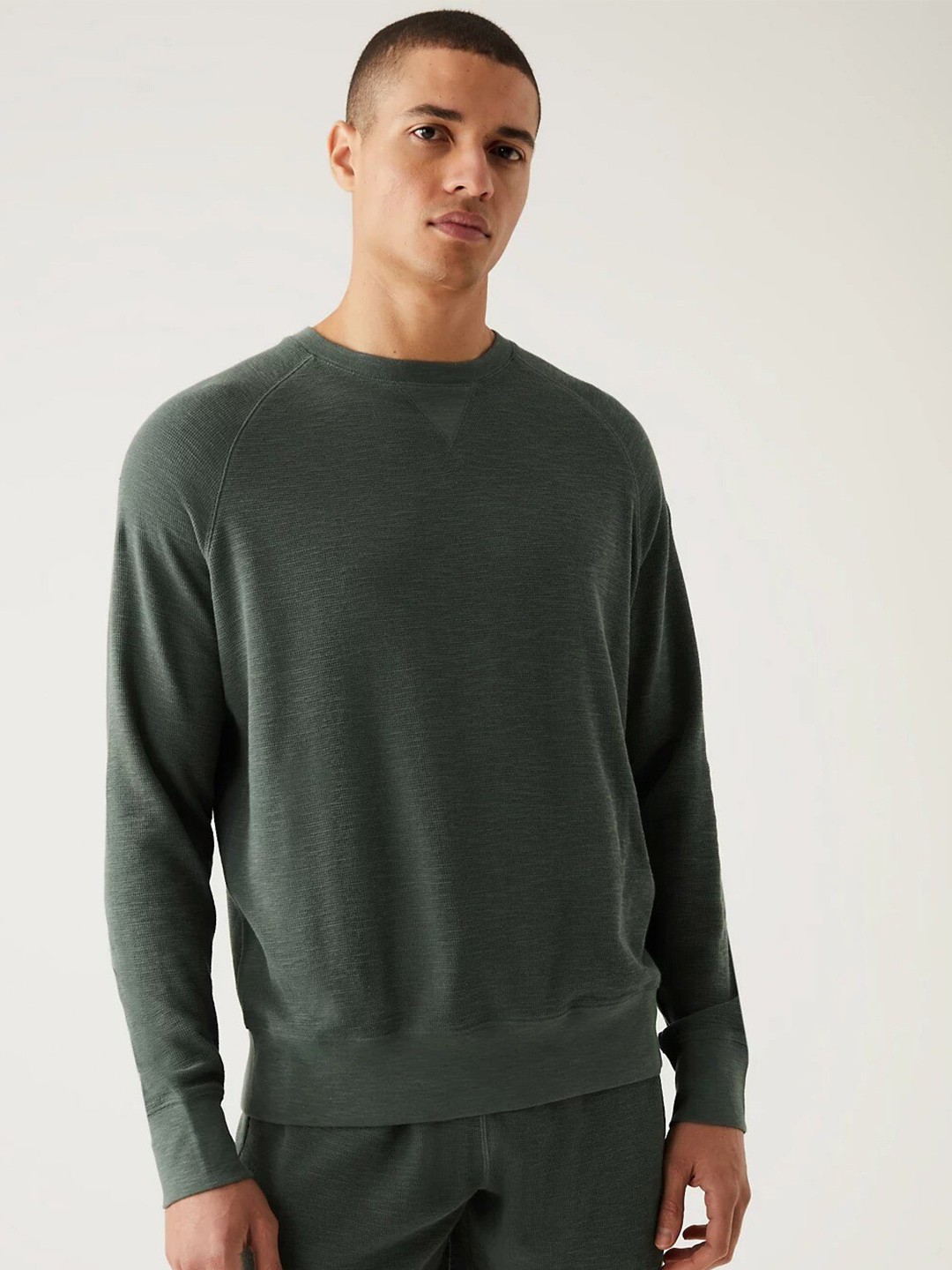 

Marks & Spencer Round Neck Pure Cotton Pullover, Green