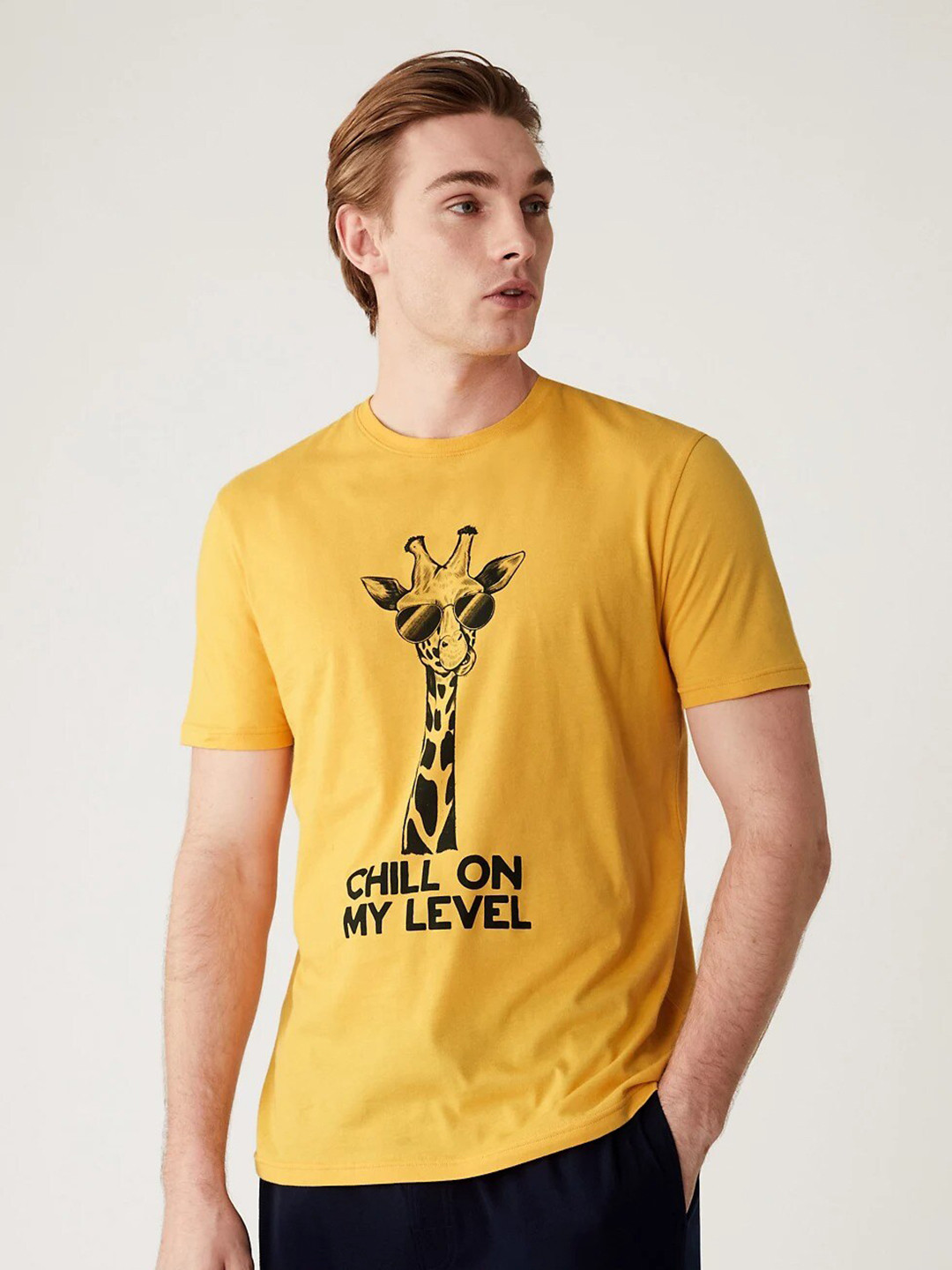 

Marks & Spencer Graphic Printed Regular Fit Cotton T-shirt, Yellow