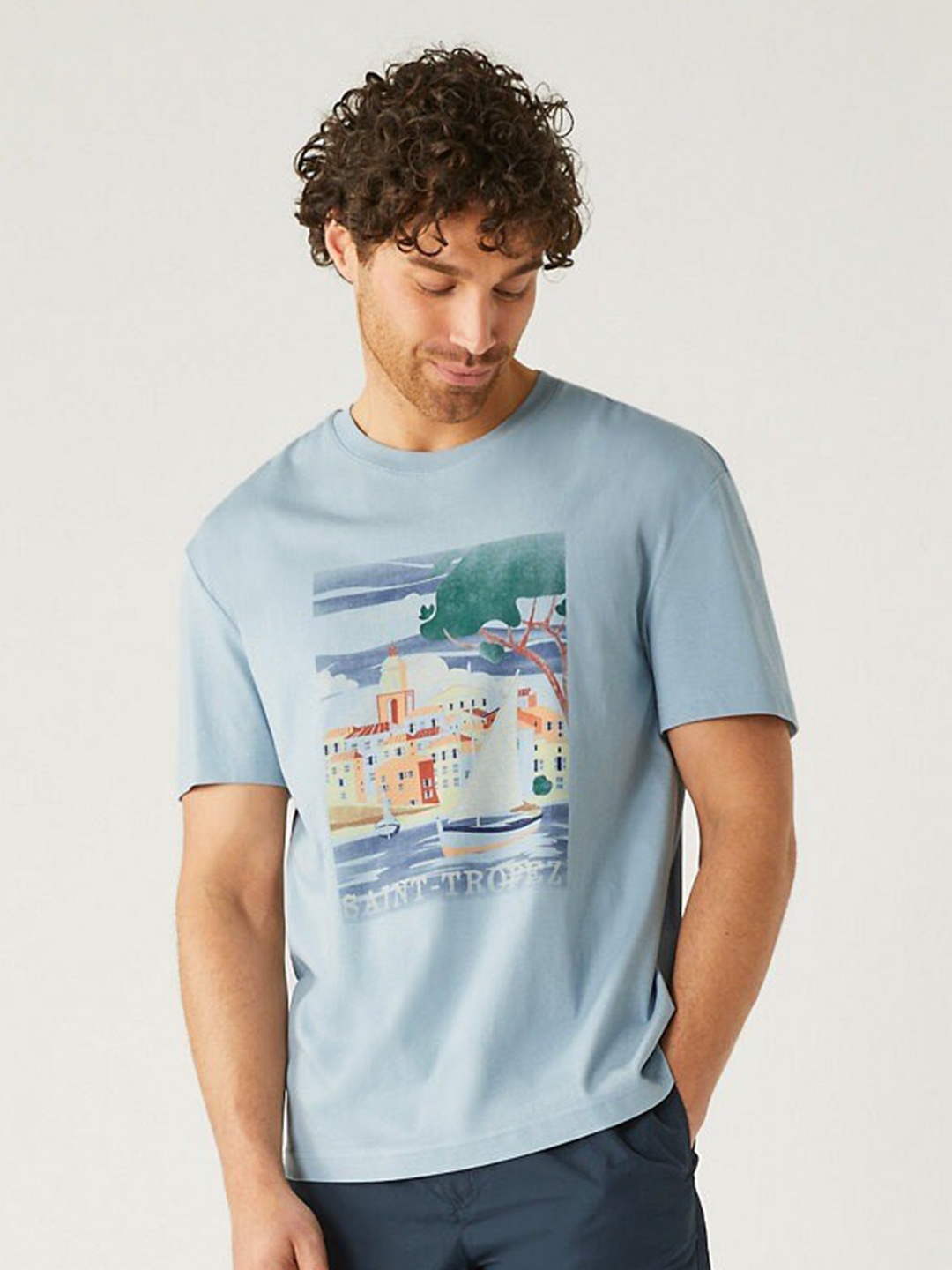 

Marks & Spencer Graphic Printed Regular Fit Cotton T-shirt, Grey