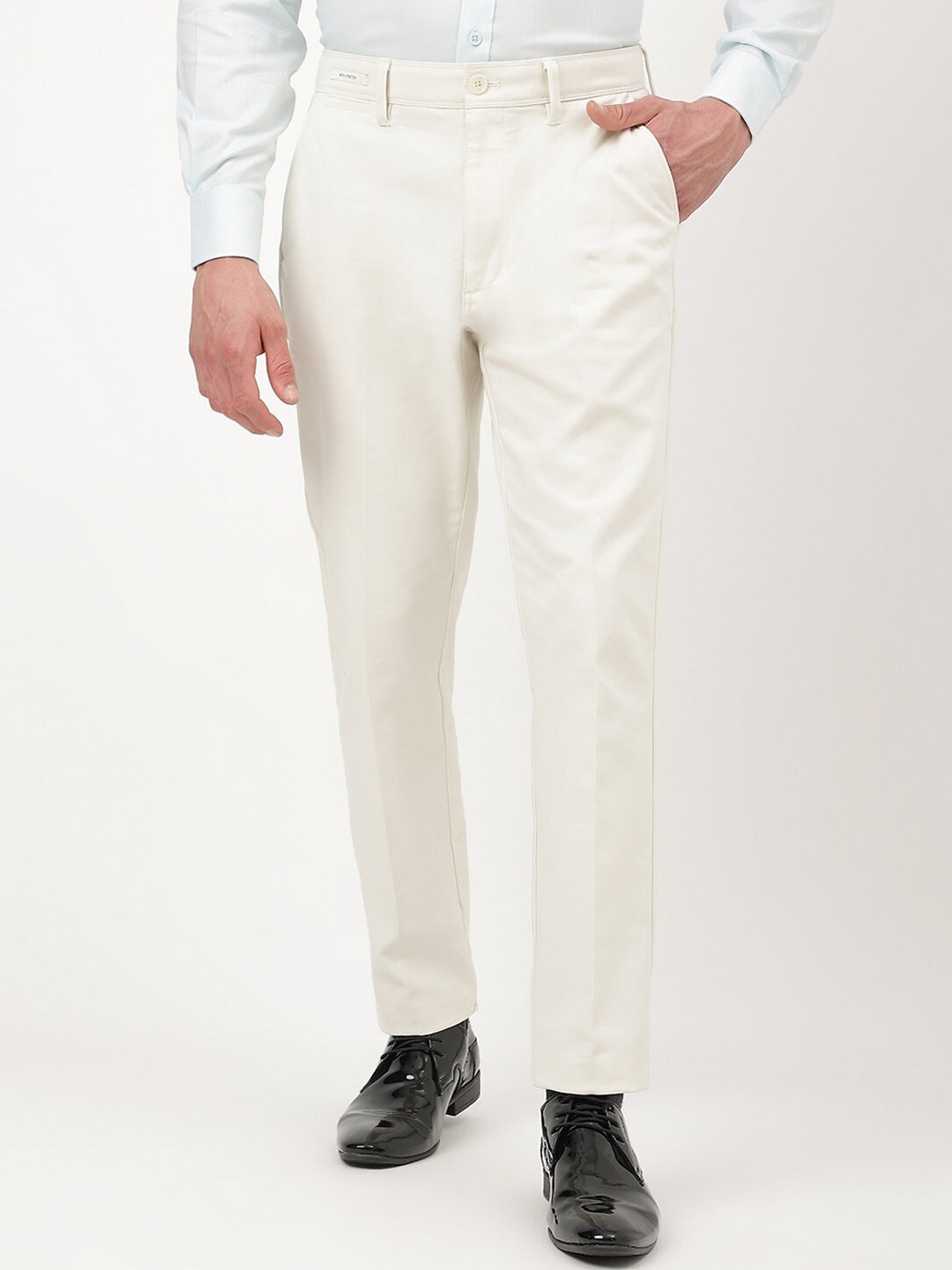 

Marks & Spencer Men Mid-Rise Formal Trousers, Beige