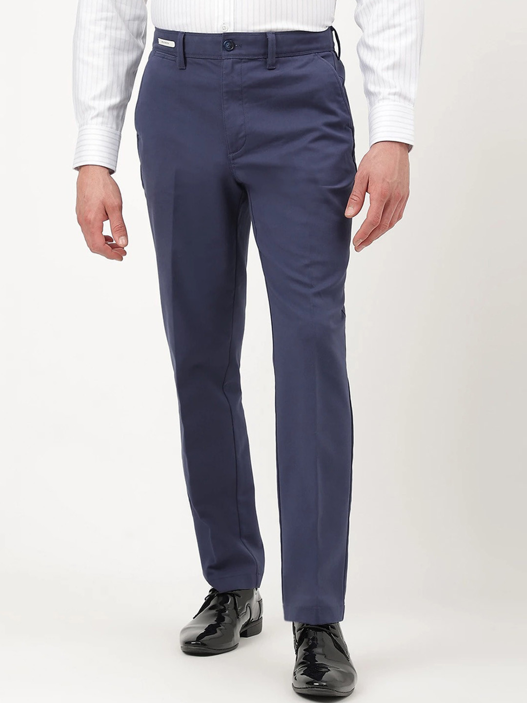 

Marks & Spencer Men Mid-Rise Formal Trousers, Navy blue