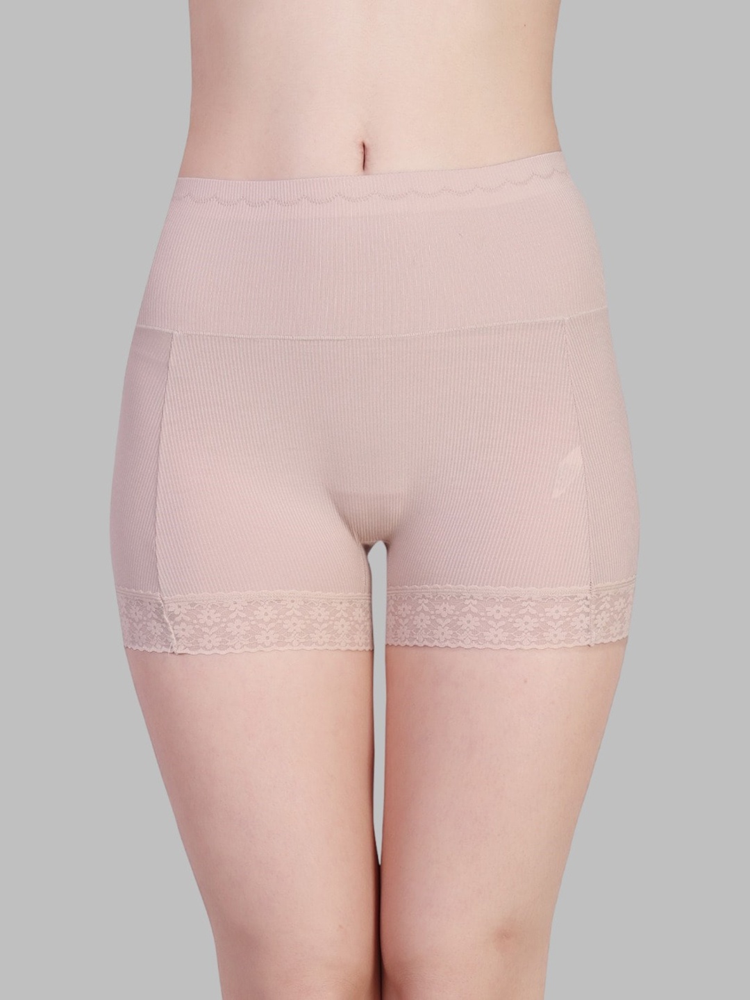 

PLUMBURY Women Skinny Fit High-Rise Yoga Sports Shorts, Beige
