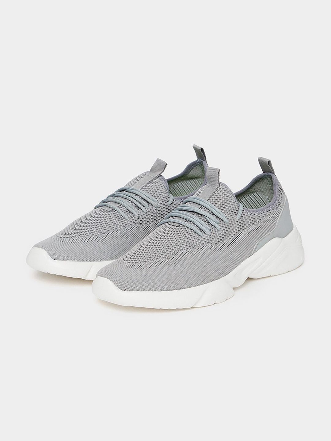 

Styli Men Mesh Detail Lace Up Slip On Sneakers, Grey