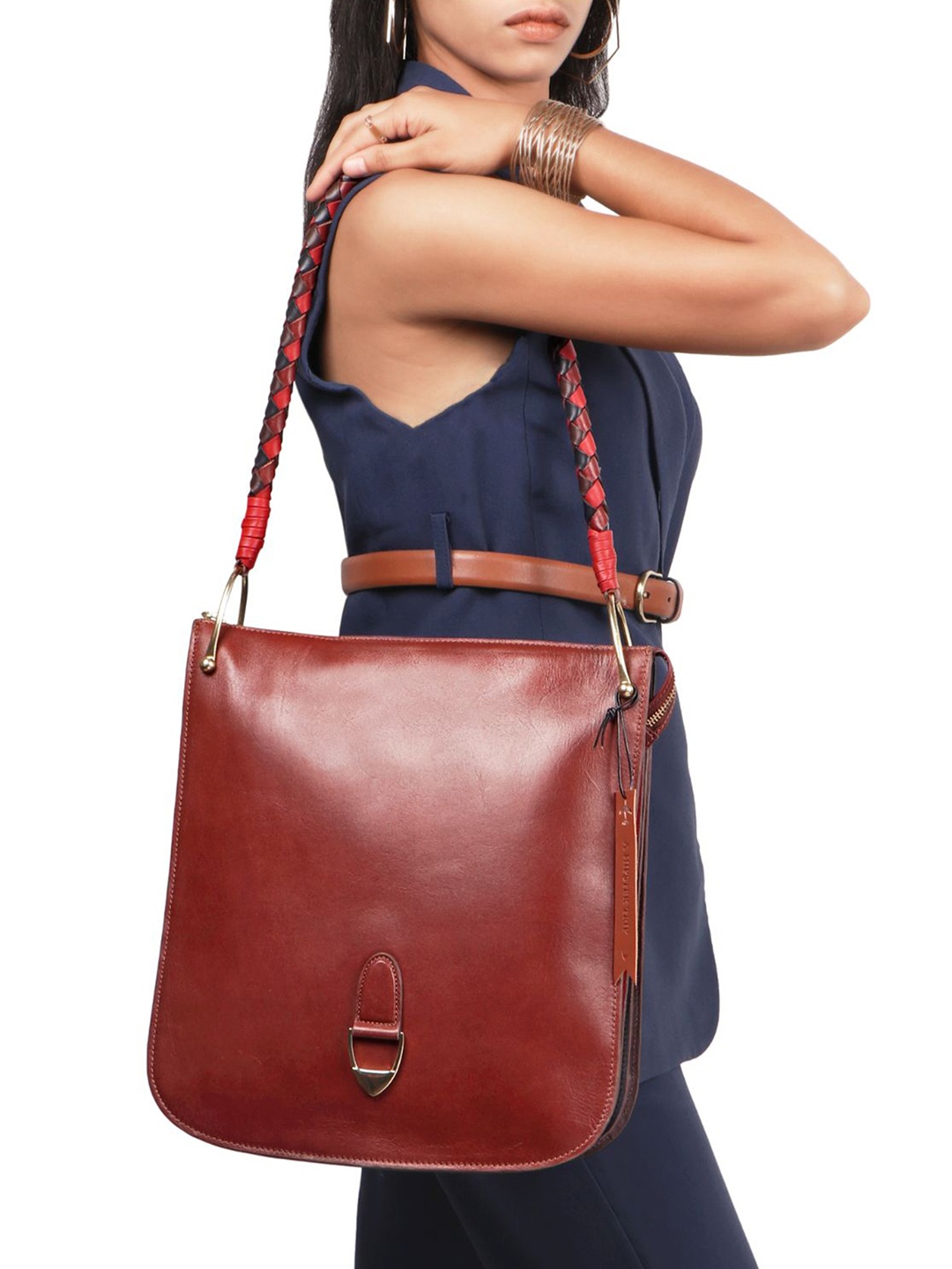 

Hidesign Leather Structured Shoulder Bag, Tan