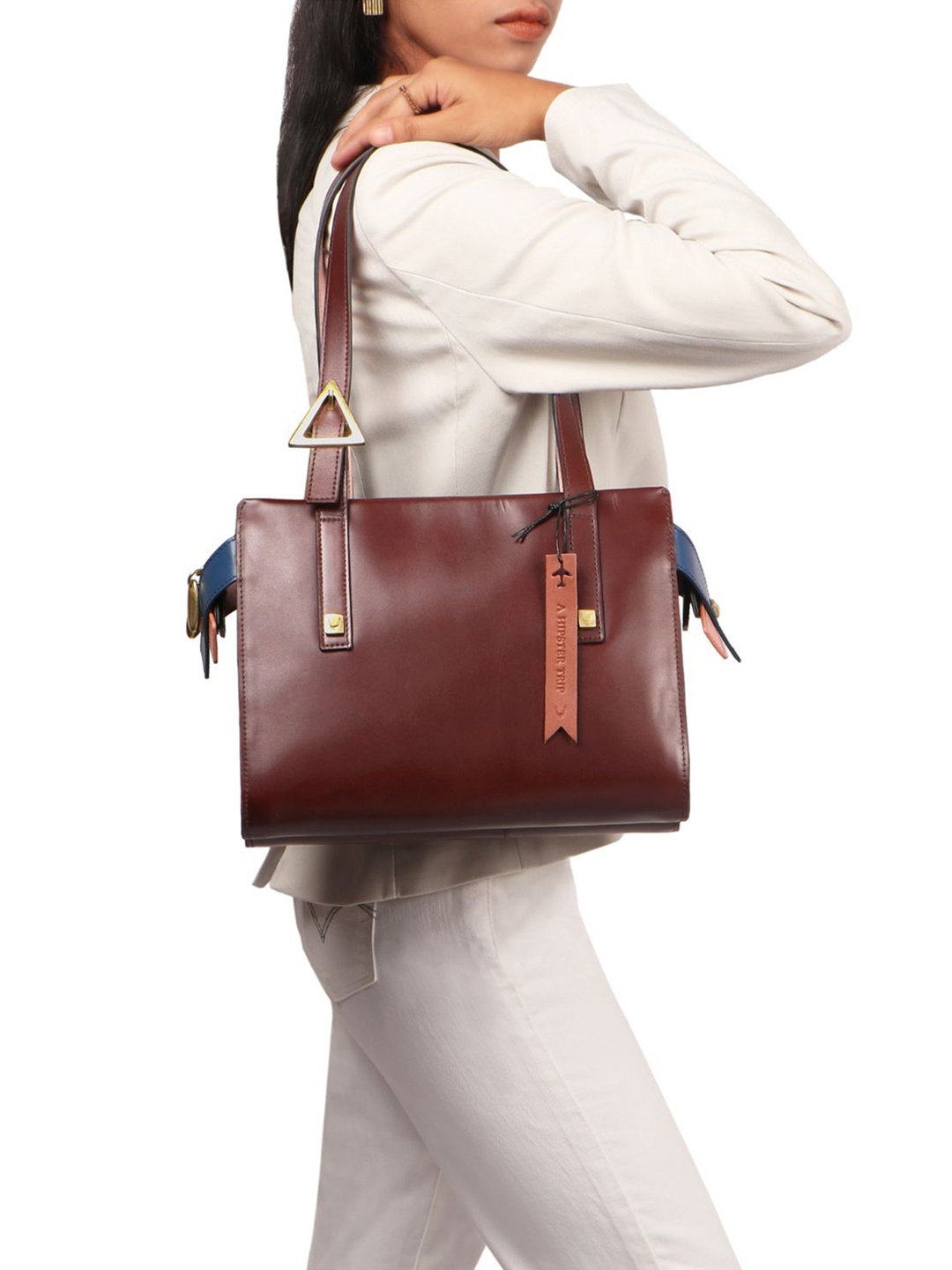 

Hidesign Textured Leather Structured Shoulder Bag, Brown