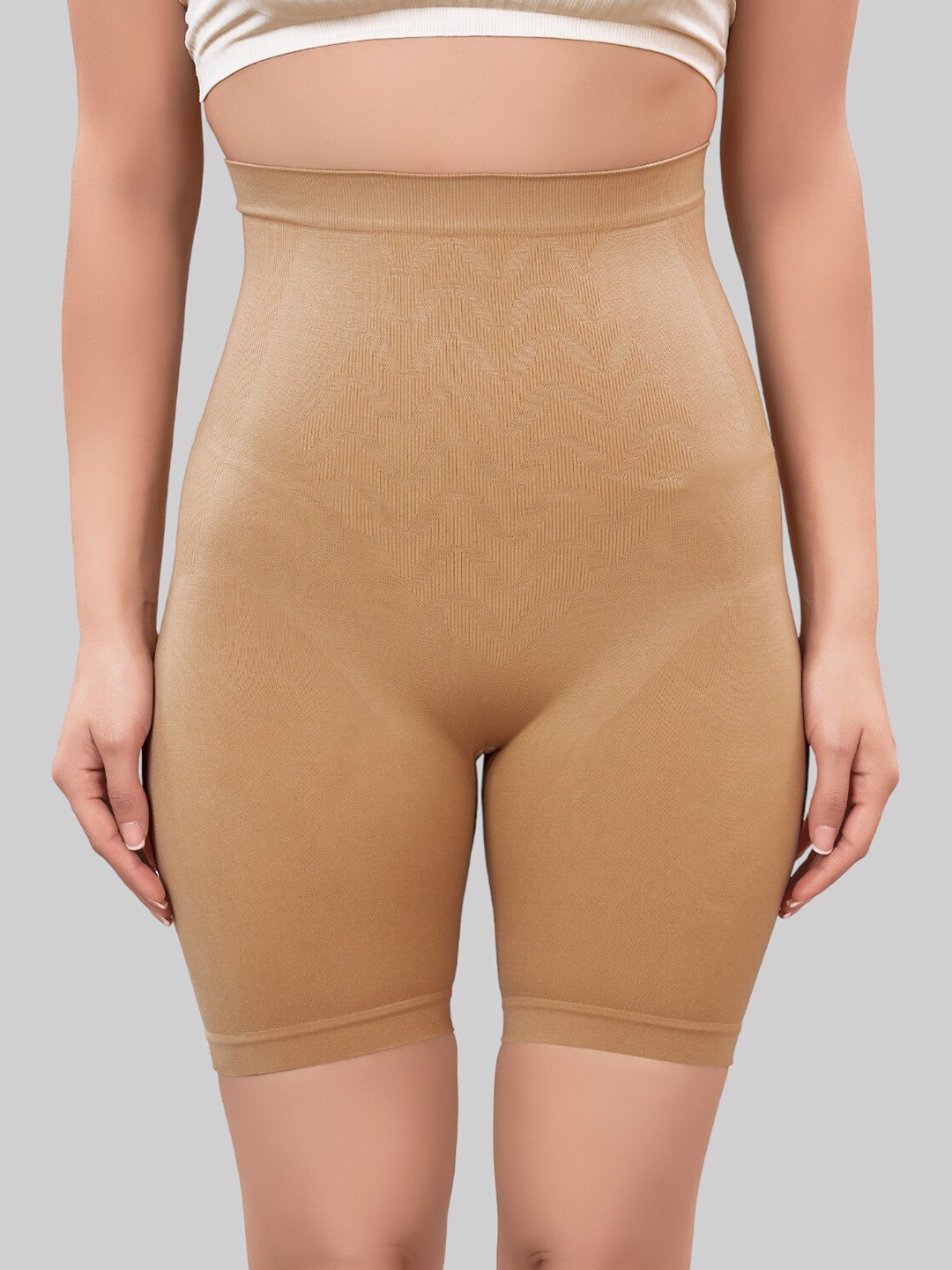 

PLUMBURY Seamless High Waist Tummy Shapewear Shorts, Beige