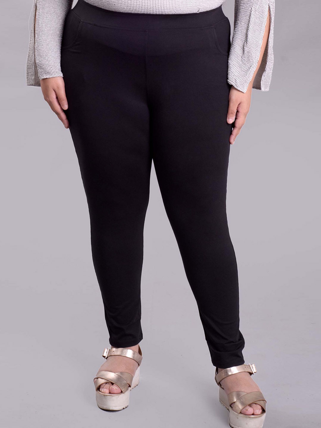 Keepfit Plus Size Slim Fit Ankle Length Super Soft Leggings, Black