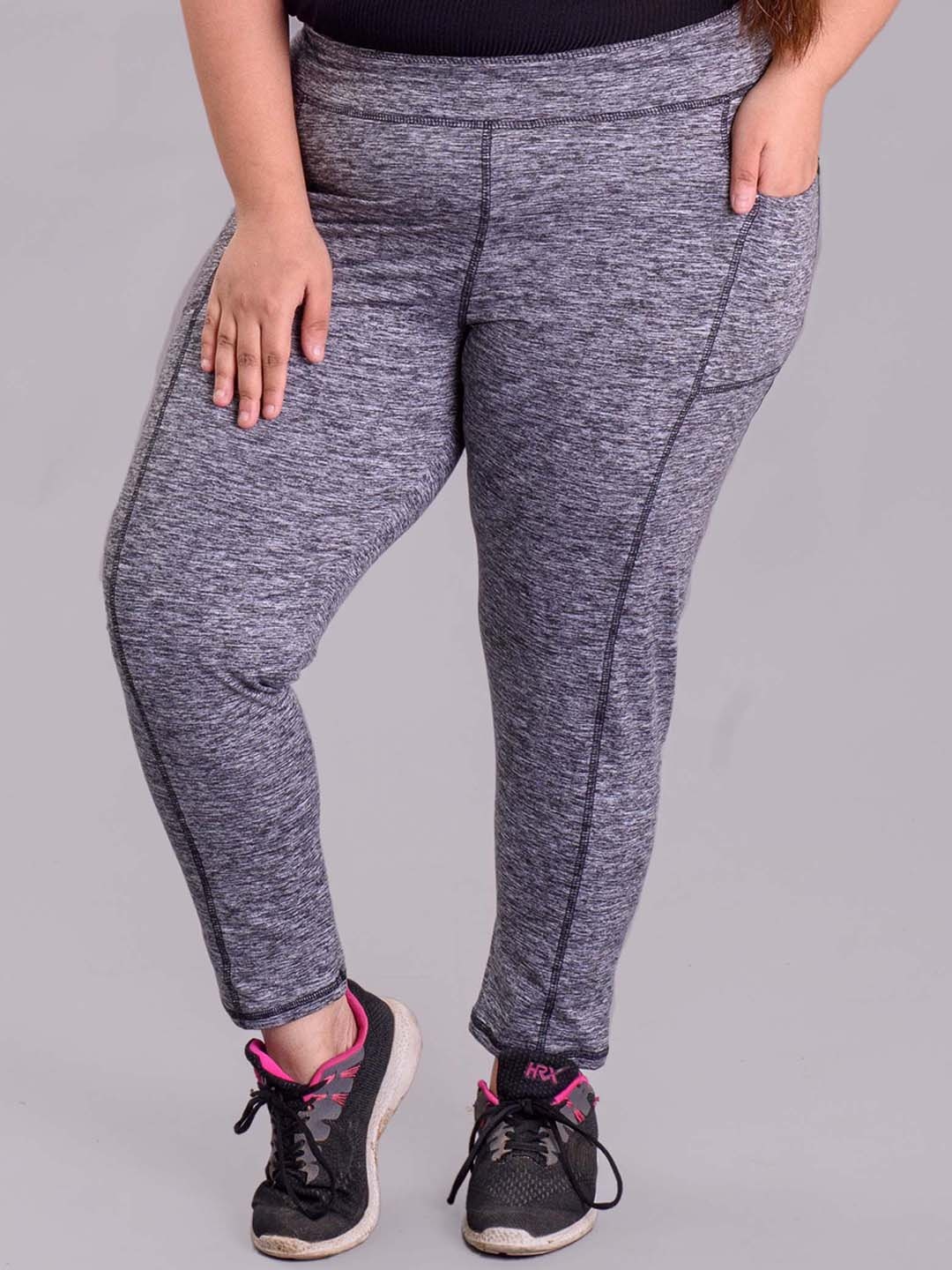 

Keepfit Plus Size Slim Fit Anti Bacterial Ankle Length Super Soft Leggings, Grey melange