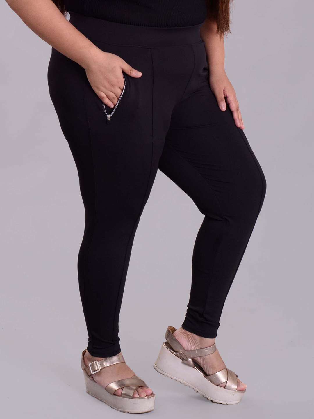 

Keepfit Plus Size Slim Fit Anti Bacterial Ankle Length Tights, Black