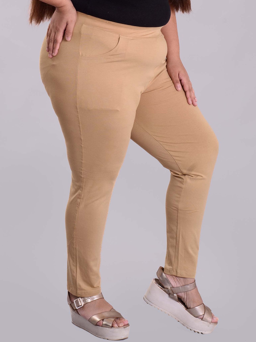 

Keepfit Plus Size Slim Fit Ankle Length Super Soft Leggings, Beige