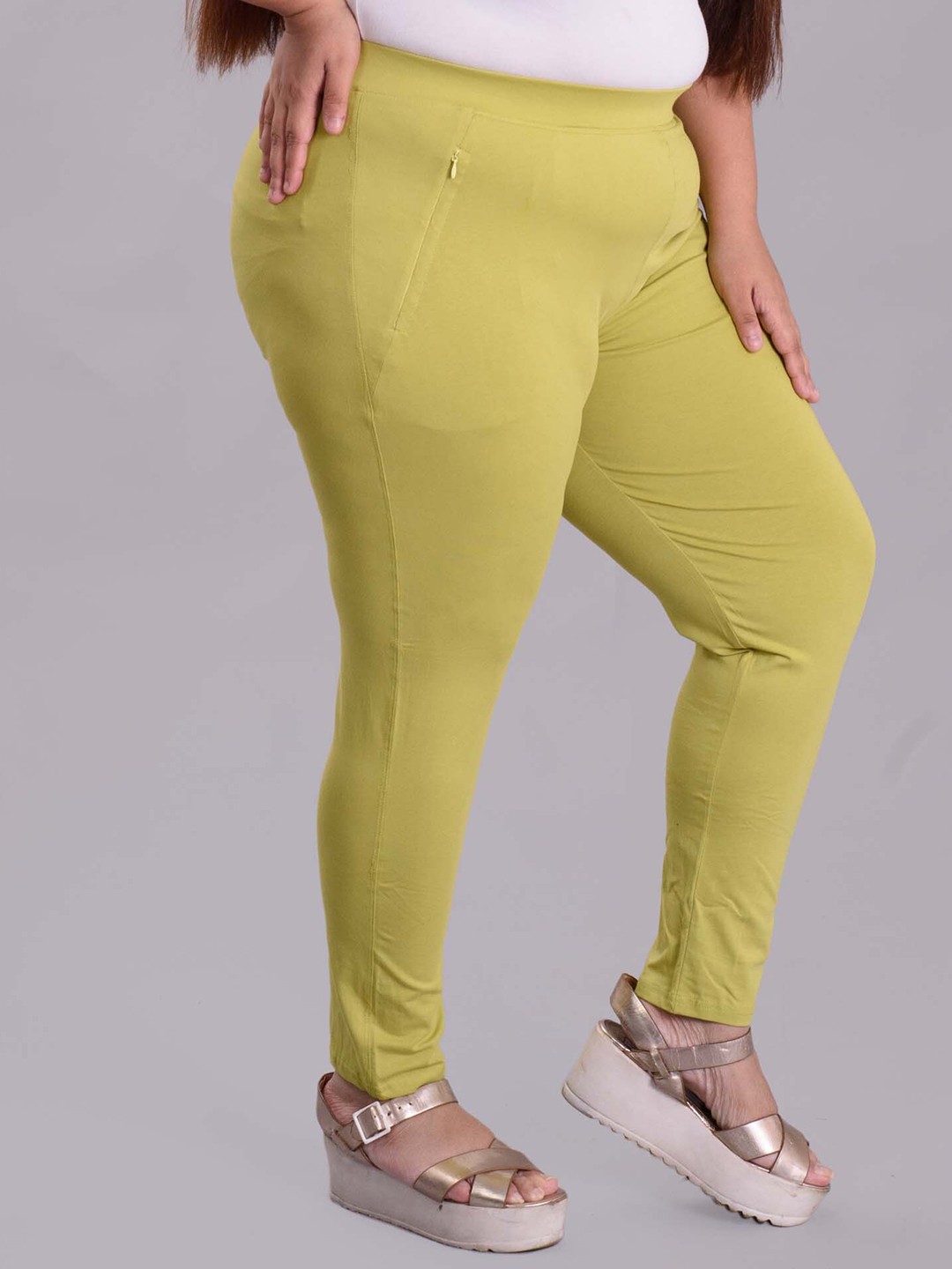 

Keepfit Plus Size Slim Fit Ankle Length Super Soft Leggings, Lime green