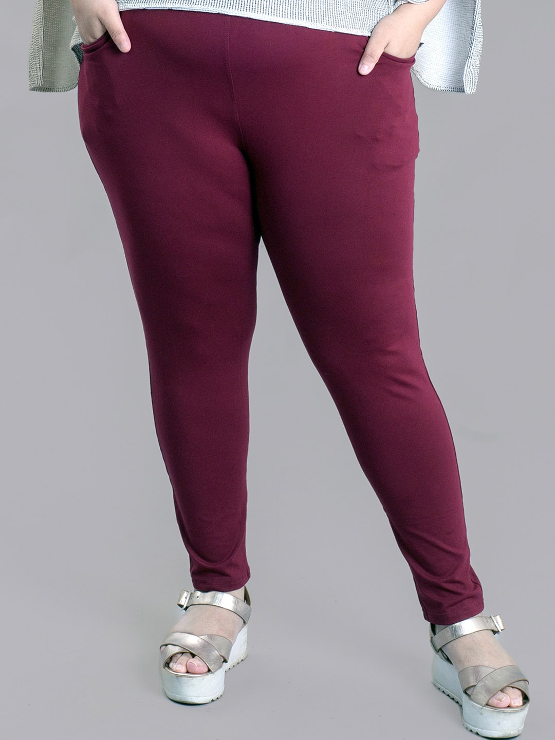 

Keepfit Plus Size Slim Fit Ankle Length Super Soft Leggings, Maroon