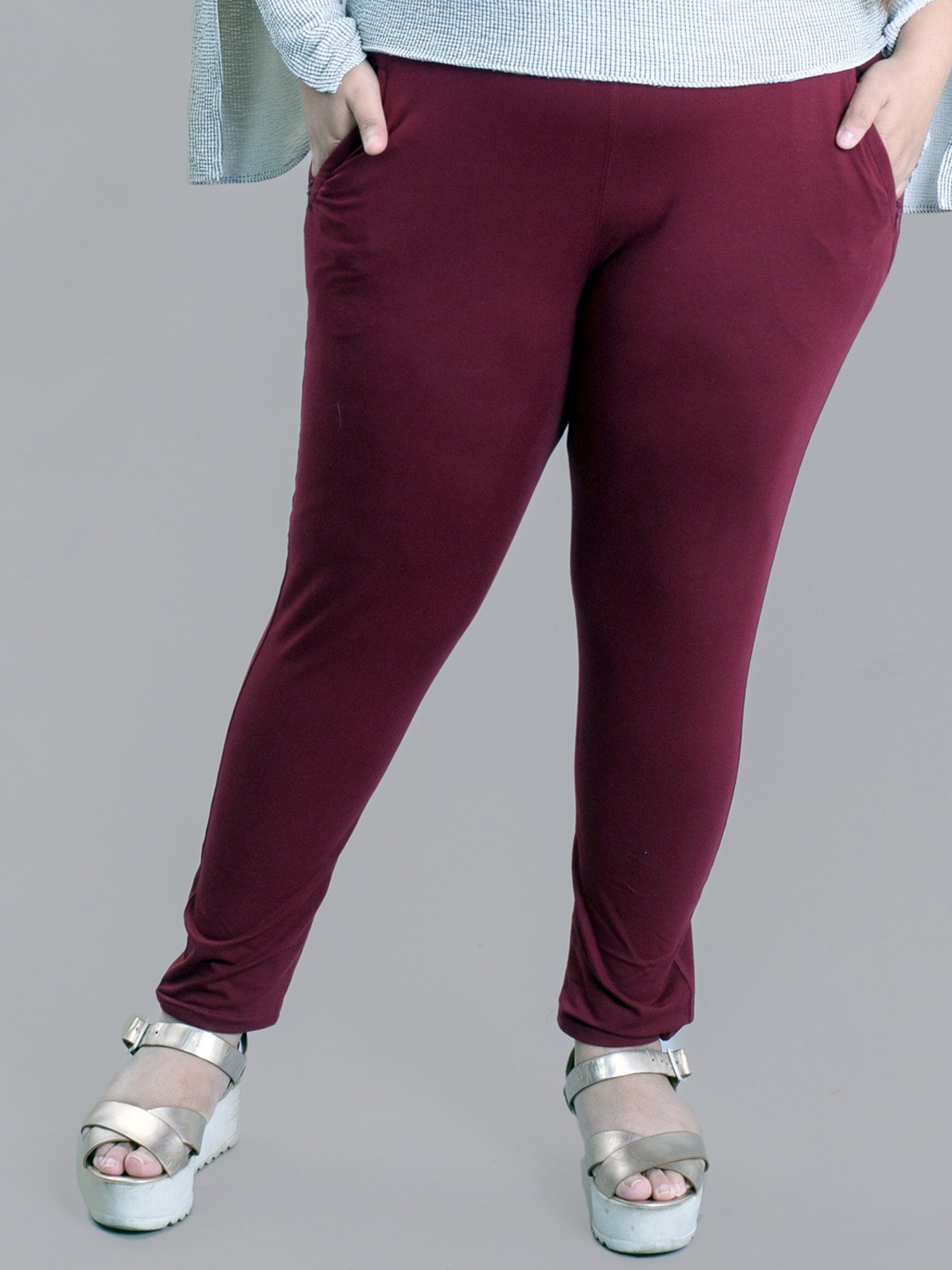 

Keepfit Plus Size Slim Fit Ankle Length Super Soft Leggings, Maroon
