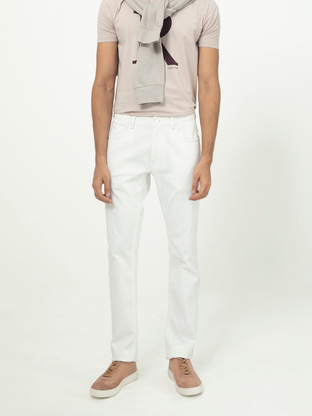 

RARE RABBIT Poke Mid-Rise Slim Fit Cotton Trouser, White