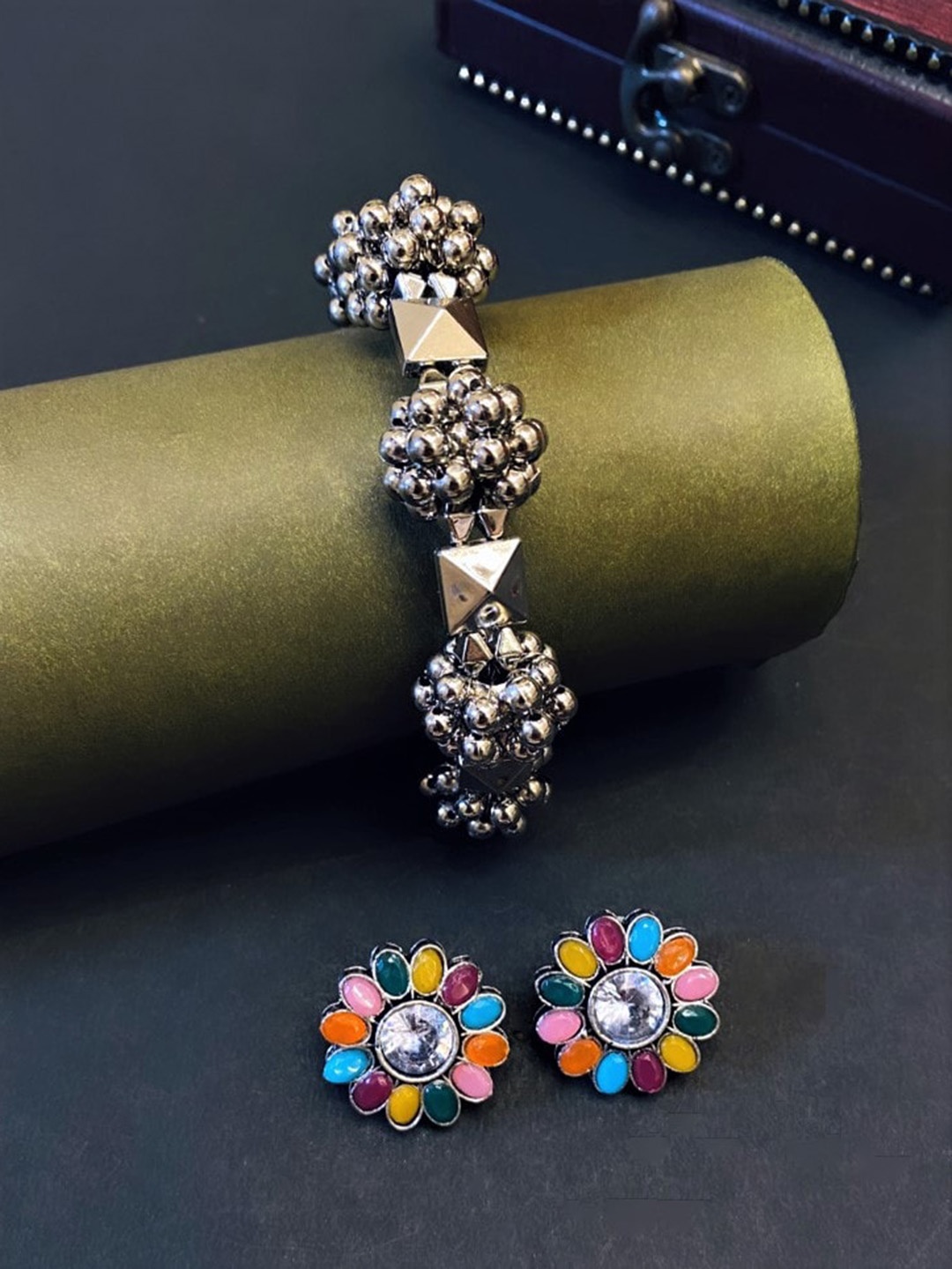 

ATIBELLE German Silver Plated Bangle & Earrings