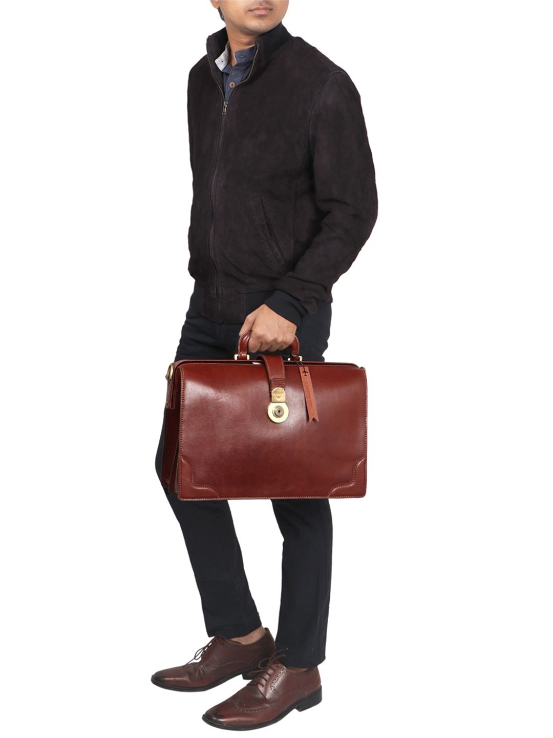 

Hidesign Unisex Textured Leather Messenger Bag, Brown