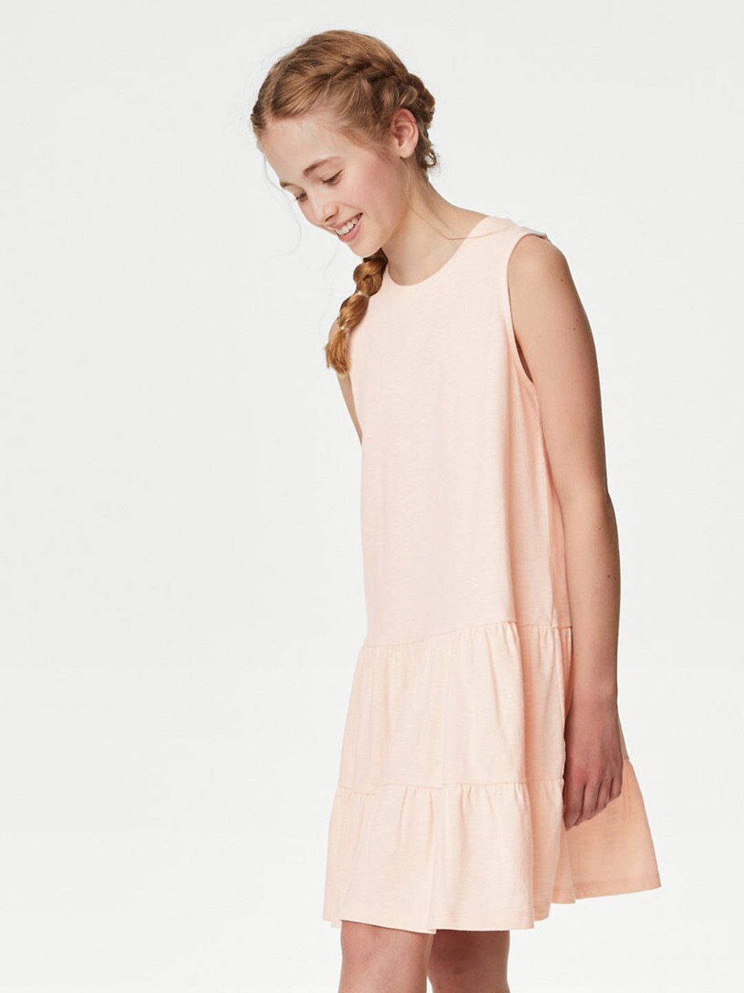 

Marks & Spencer Girls Pure Cotton Drop-Waist Dress, Peach