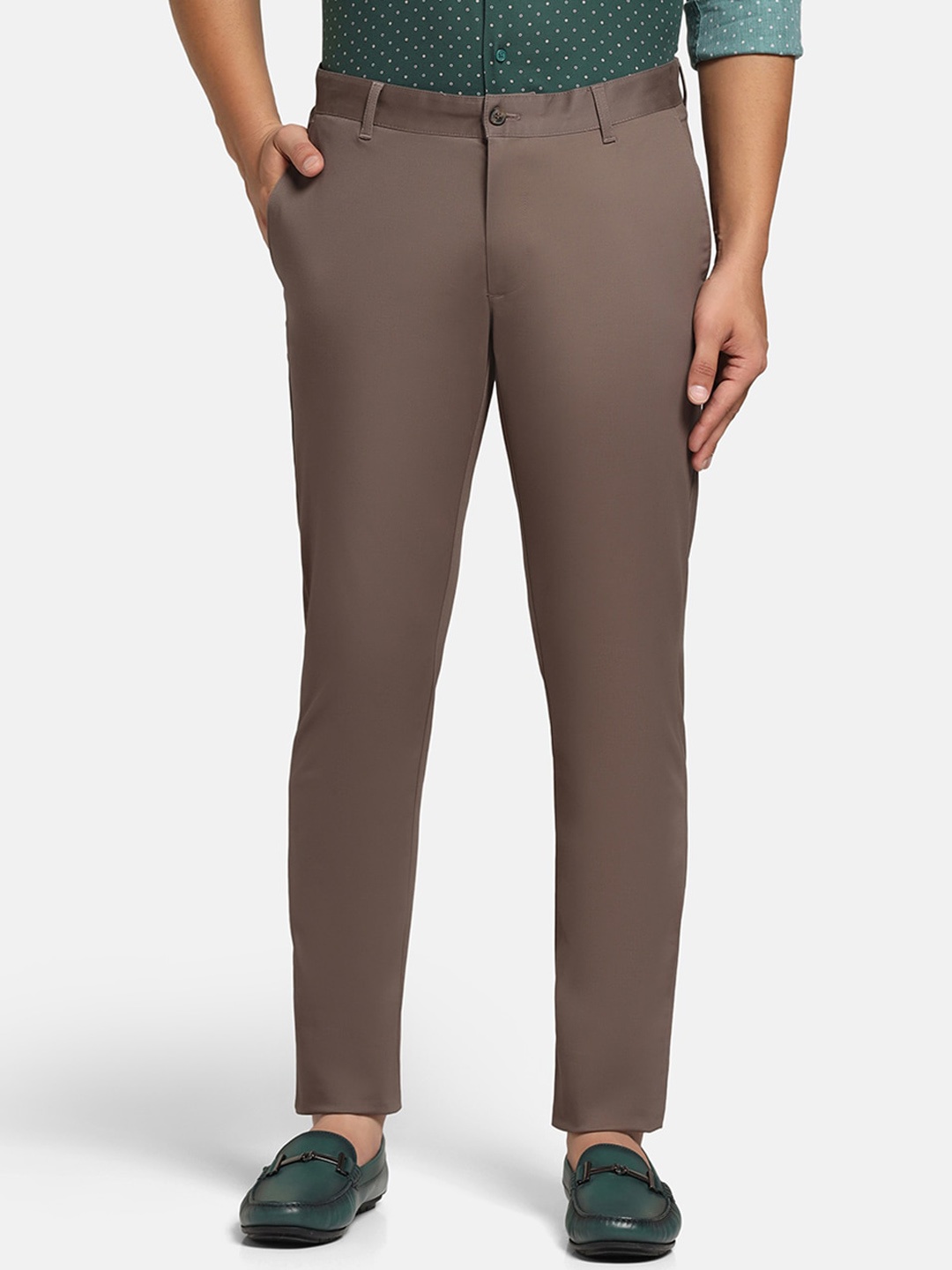 

Blackberrys Men Slim Fit B-91 Mid-Rise Easy Wash Formal Trousers, Brown